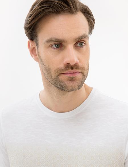 Beyaz Slim Fit Bisiklet Yaka Tişört - 50222957004