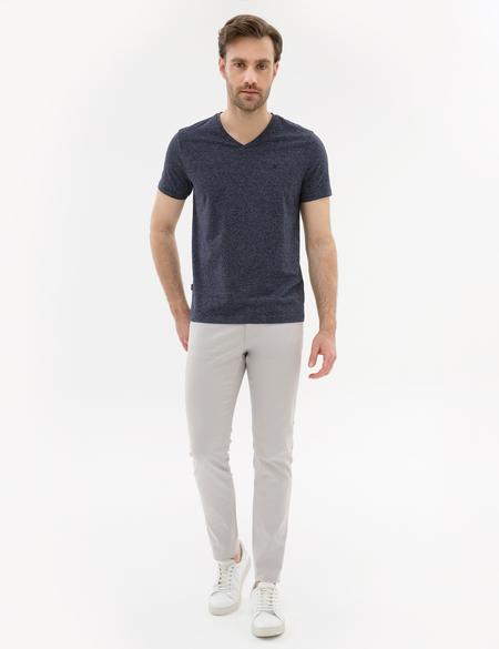 Lacivert Slim Fit V Yaka Tişört - 50225531001