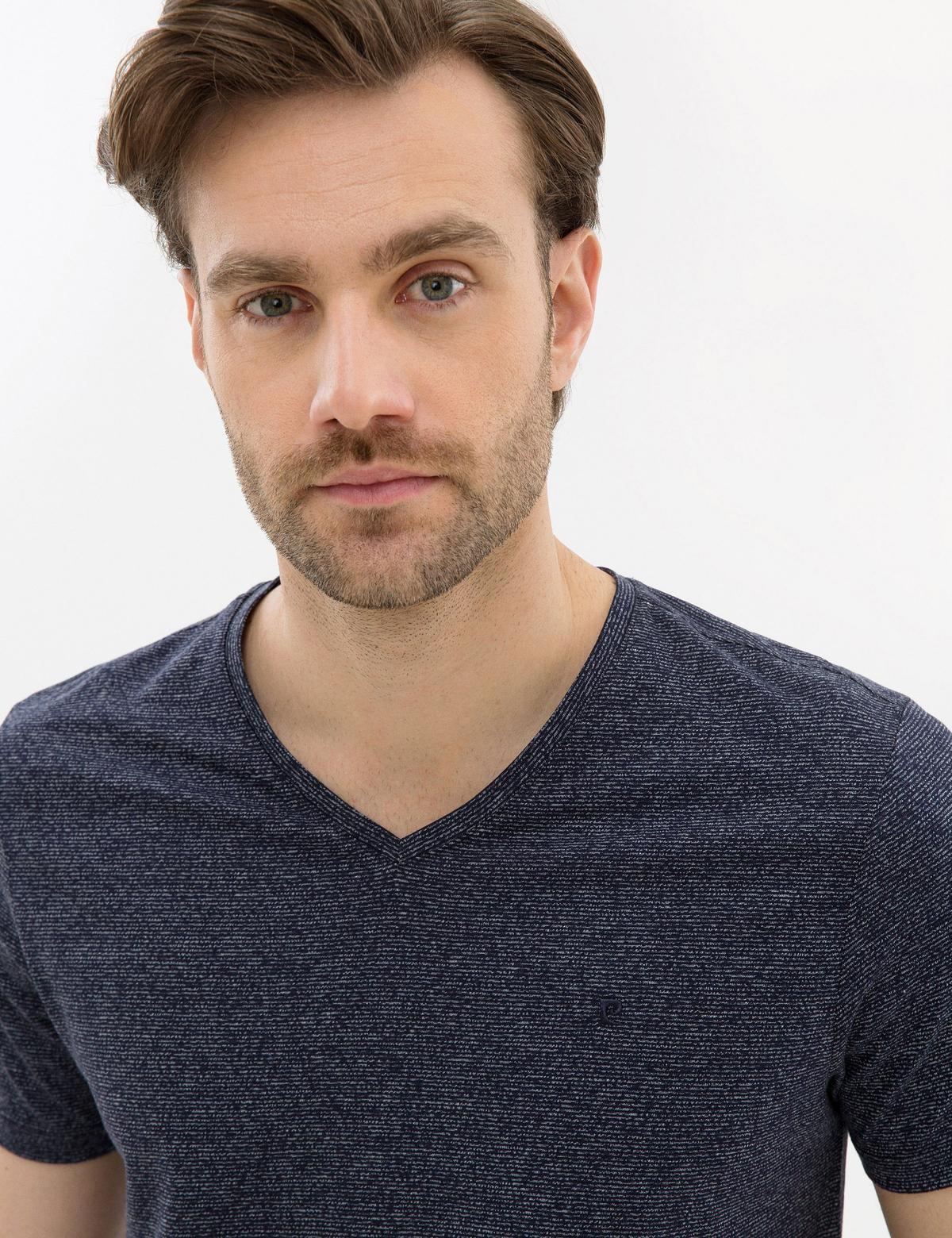 Lacivert Slim Fit V Yaka Tişört