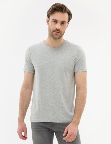Açık Gri Melanj Slim Fit Bisiklet Yaka Basic T-Shirt - 50225511028