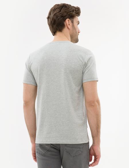 Açık Gri Melanj Slim Fit Bisiklet Yaka Basic T-Shirt - 50225511028