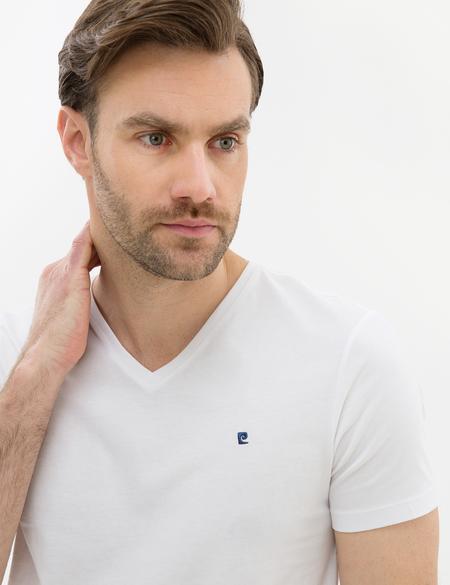 Beyaz Slim Fit V Yaka Basic T-Shirt - 50225532007