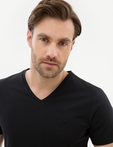 Siyah Slim Fit V - Yaka Basic Tişört - 50225532016