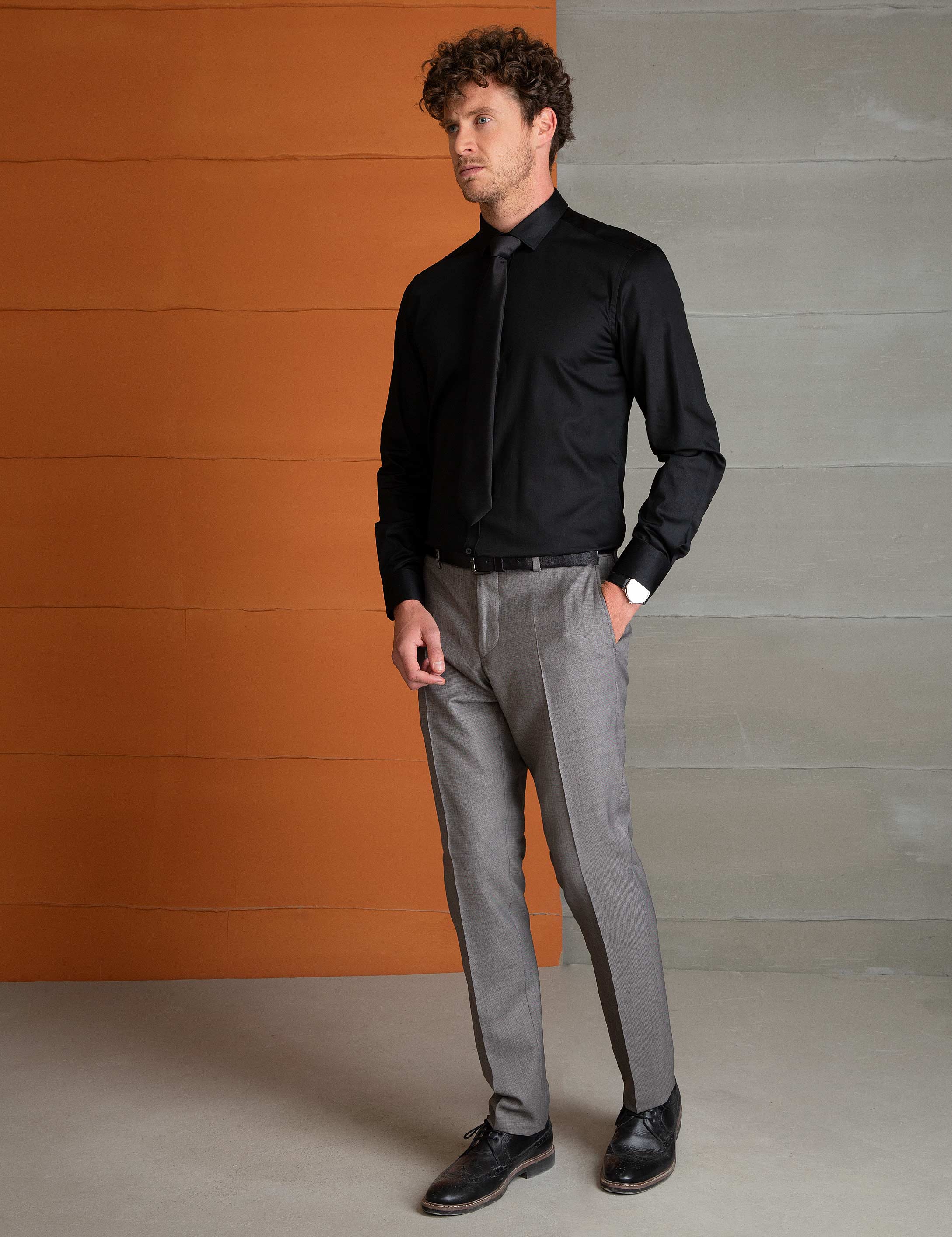 Gri Slim Fit Kumaş Pantolon - Image 2