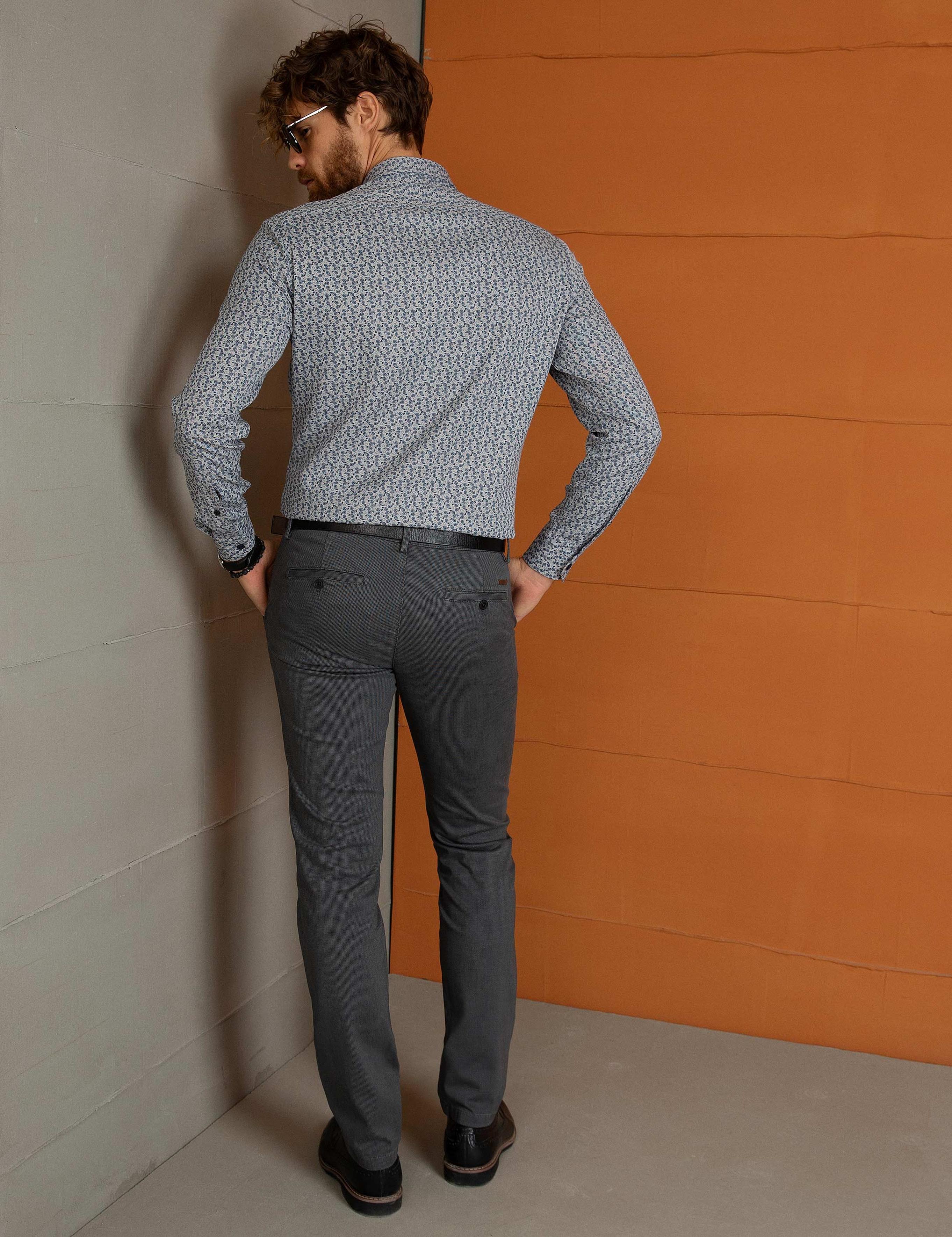 Gri Slim Fit Chino Pantolon