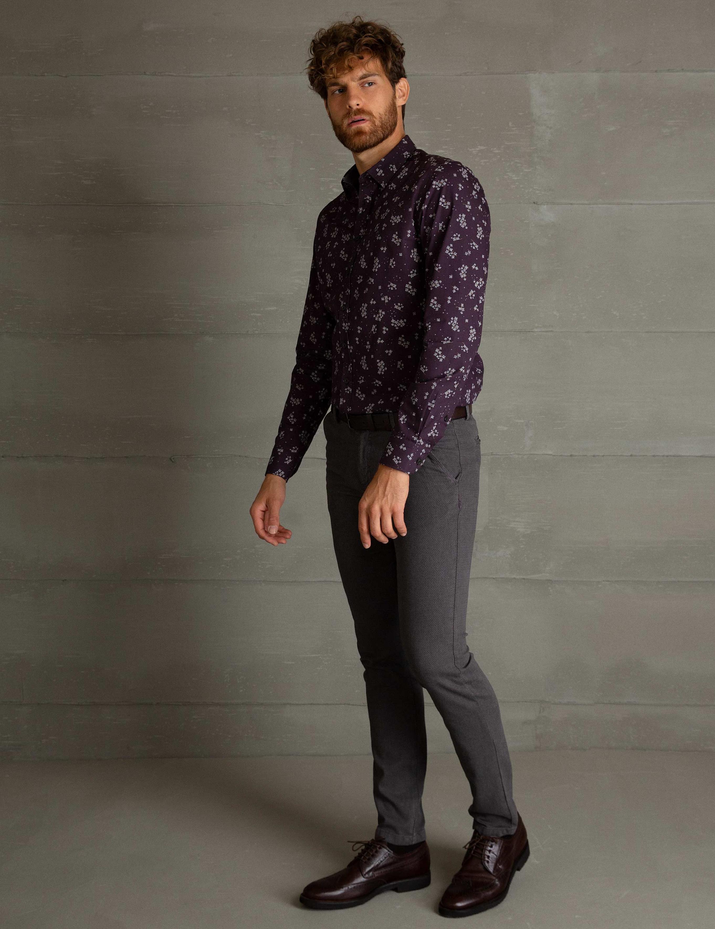 Gri Slim Fit Chino Pantolon