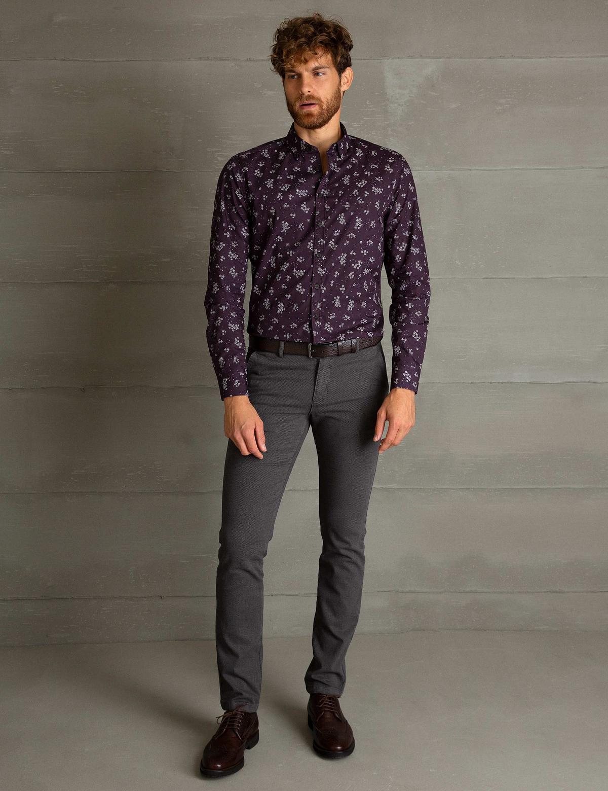 Gri Slim Fit Chino Pantolon