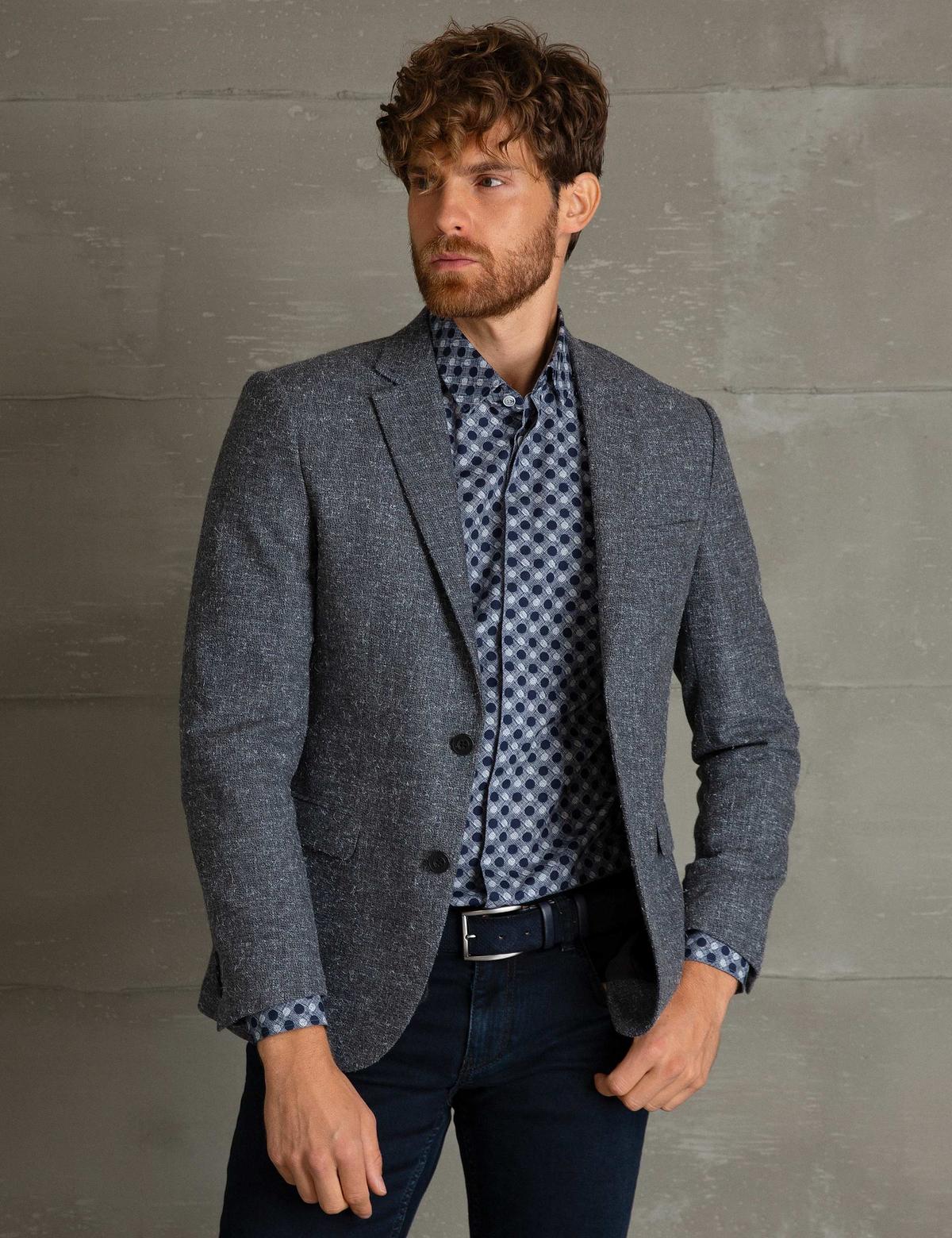 Gri Slim Fit Ceket - 50198798002