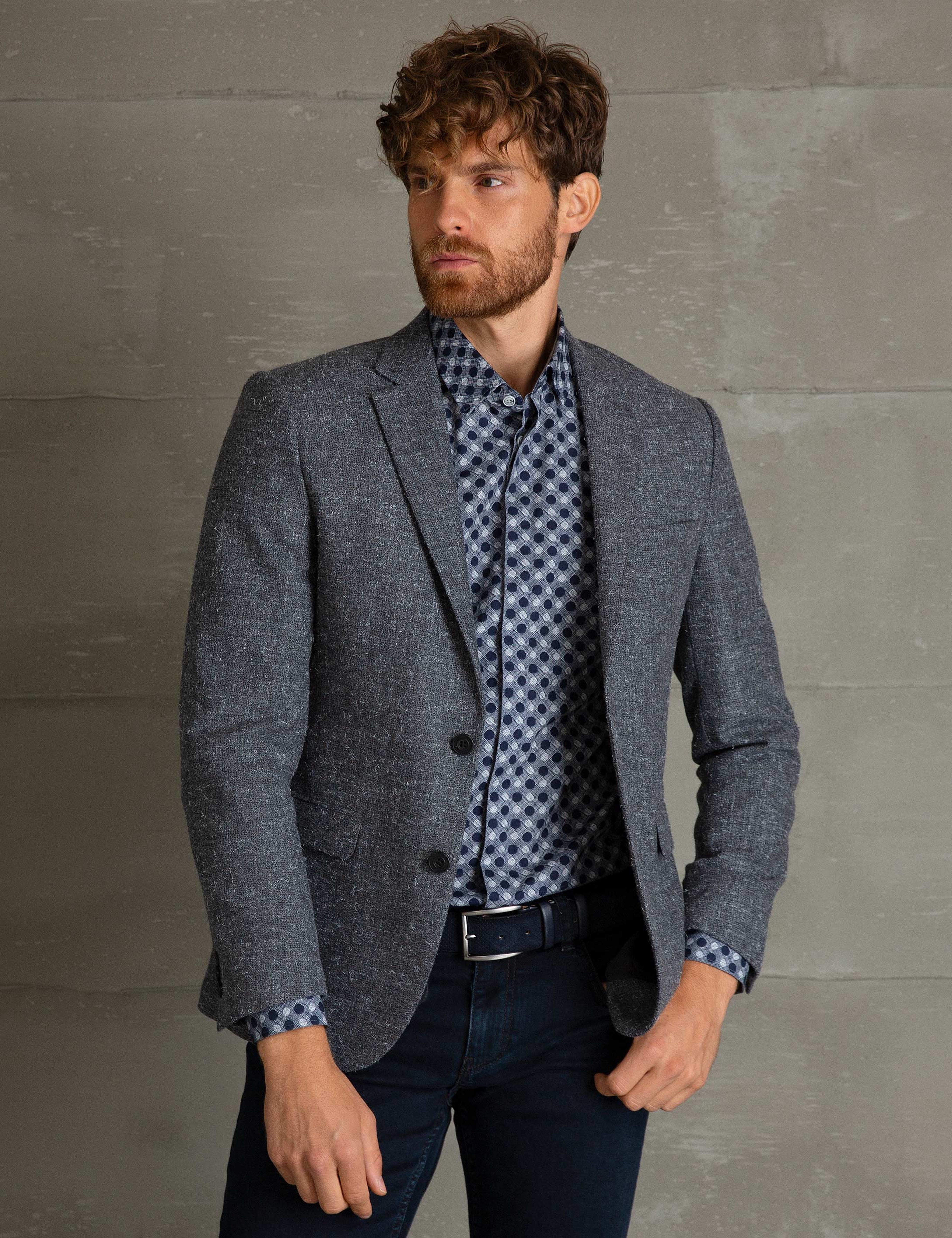 Gri Slim Fit Ceket - Image 2