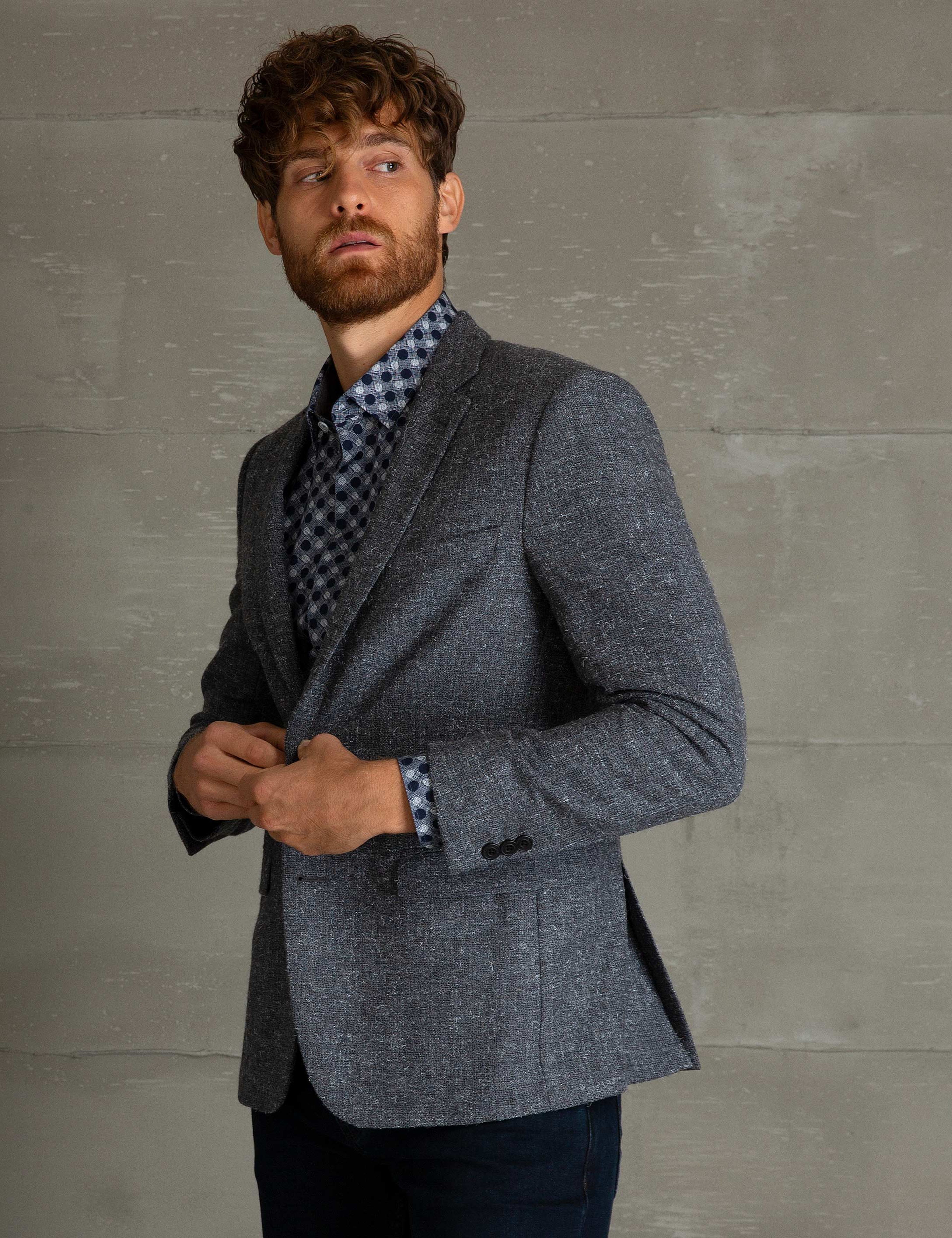 Gri Slim Fit Ceket