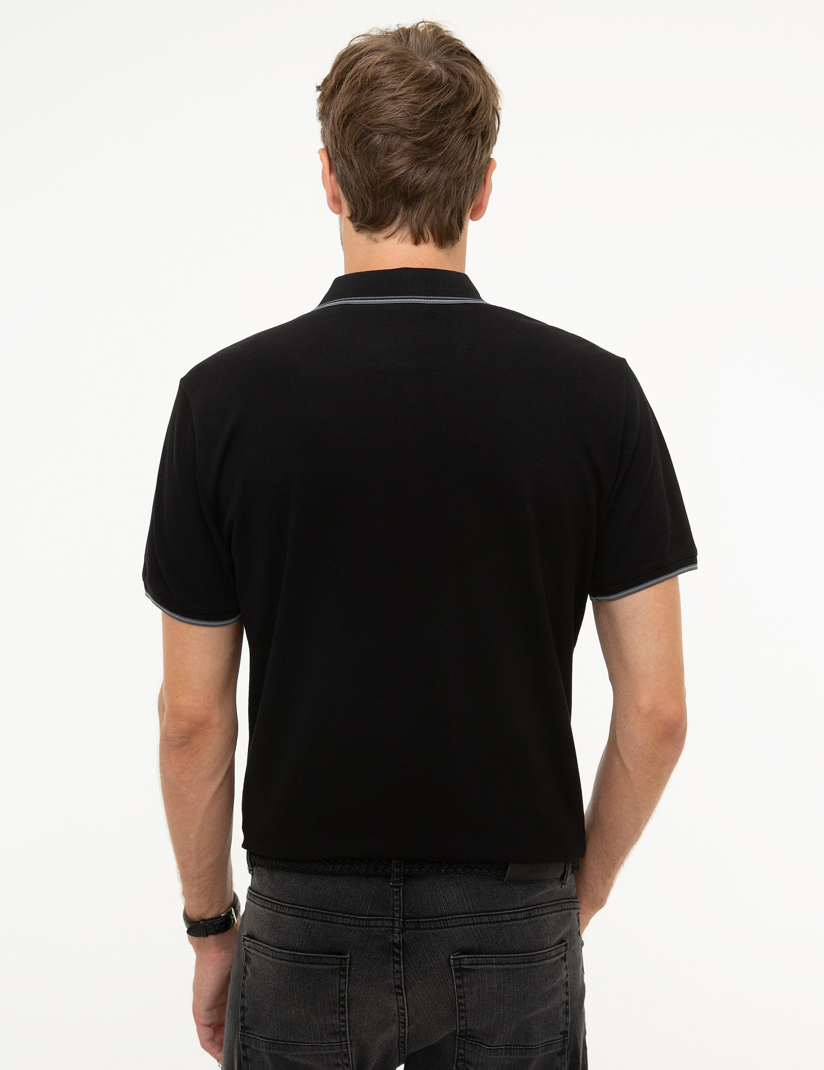 Siyah Slim Fit Polo Yaka T-Shirt
