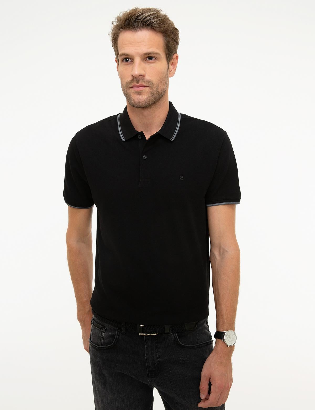 Siyah Slim Fit Polo Yaka T-Shirt