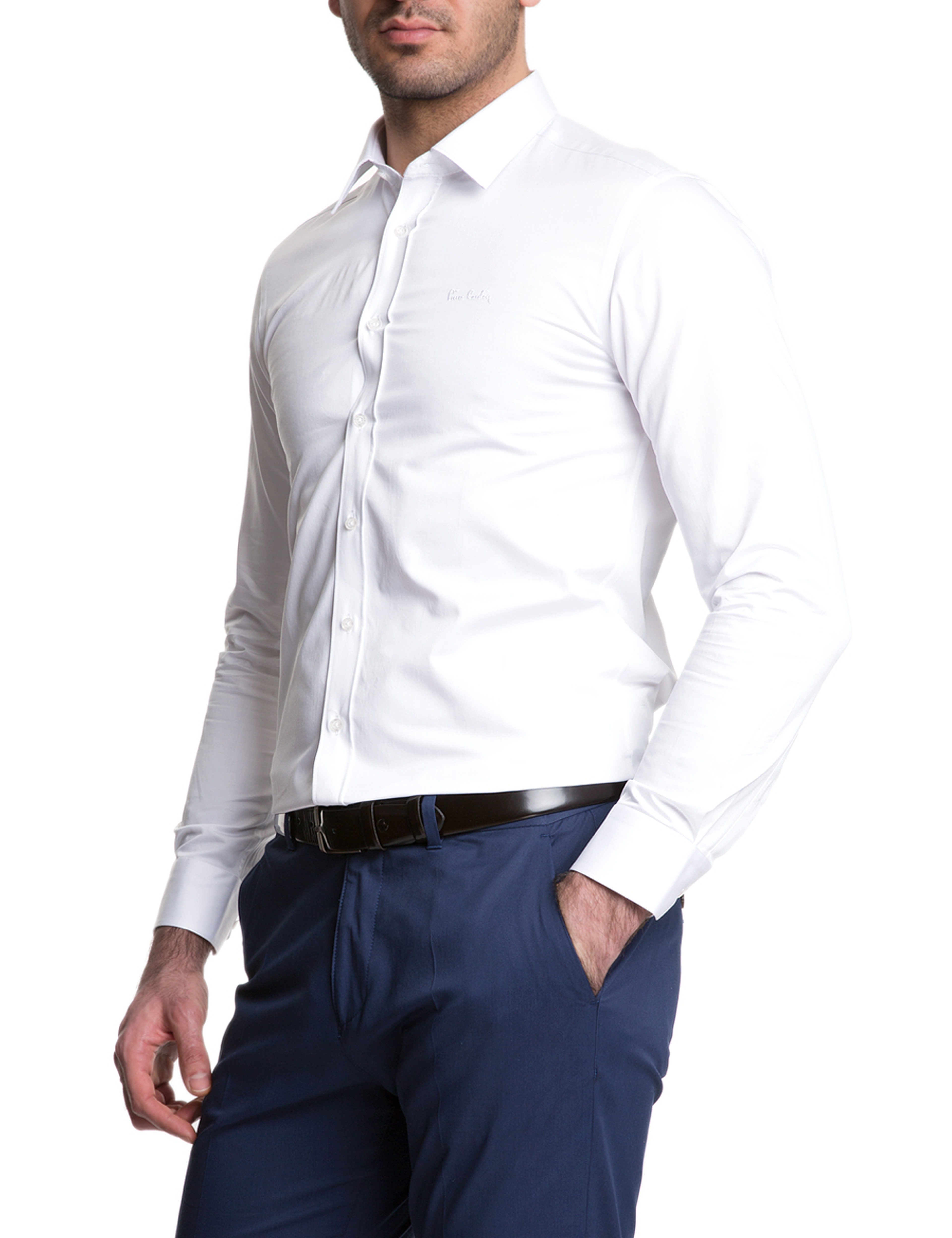 Beyaz Slim Fit Basic Gömlek - Image 4