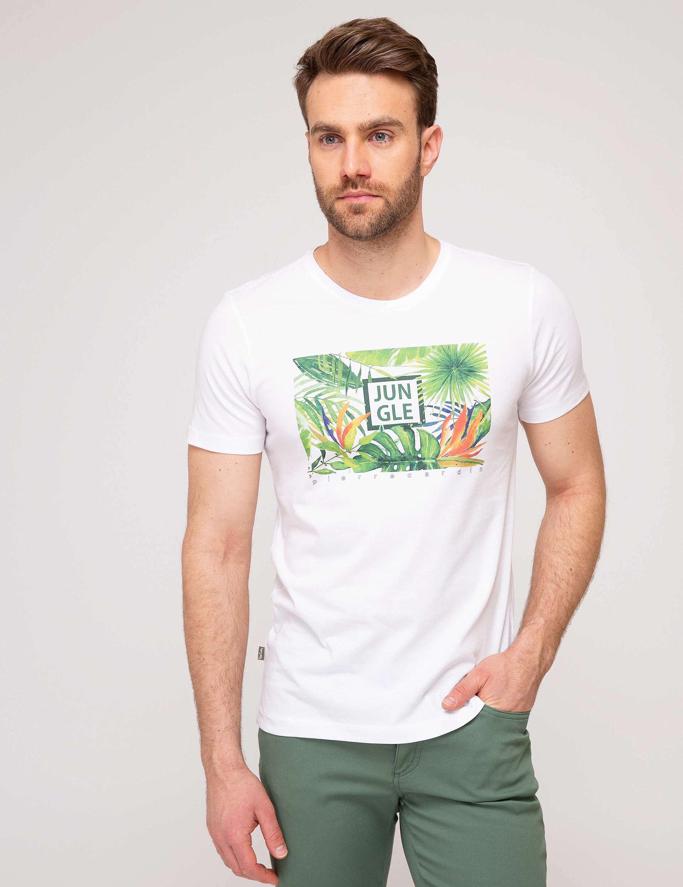 Beyaz Slim Fit Bisiklet Yaka T-Shirt