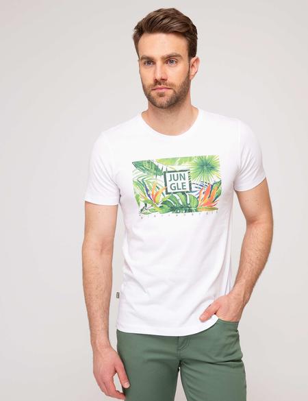 Beyaz Slim Fit Bisiklet Yaka T-Shirt - 50189503002