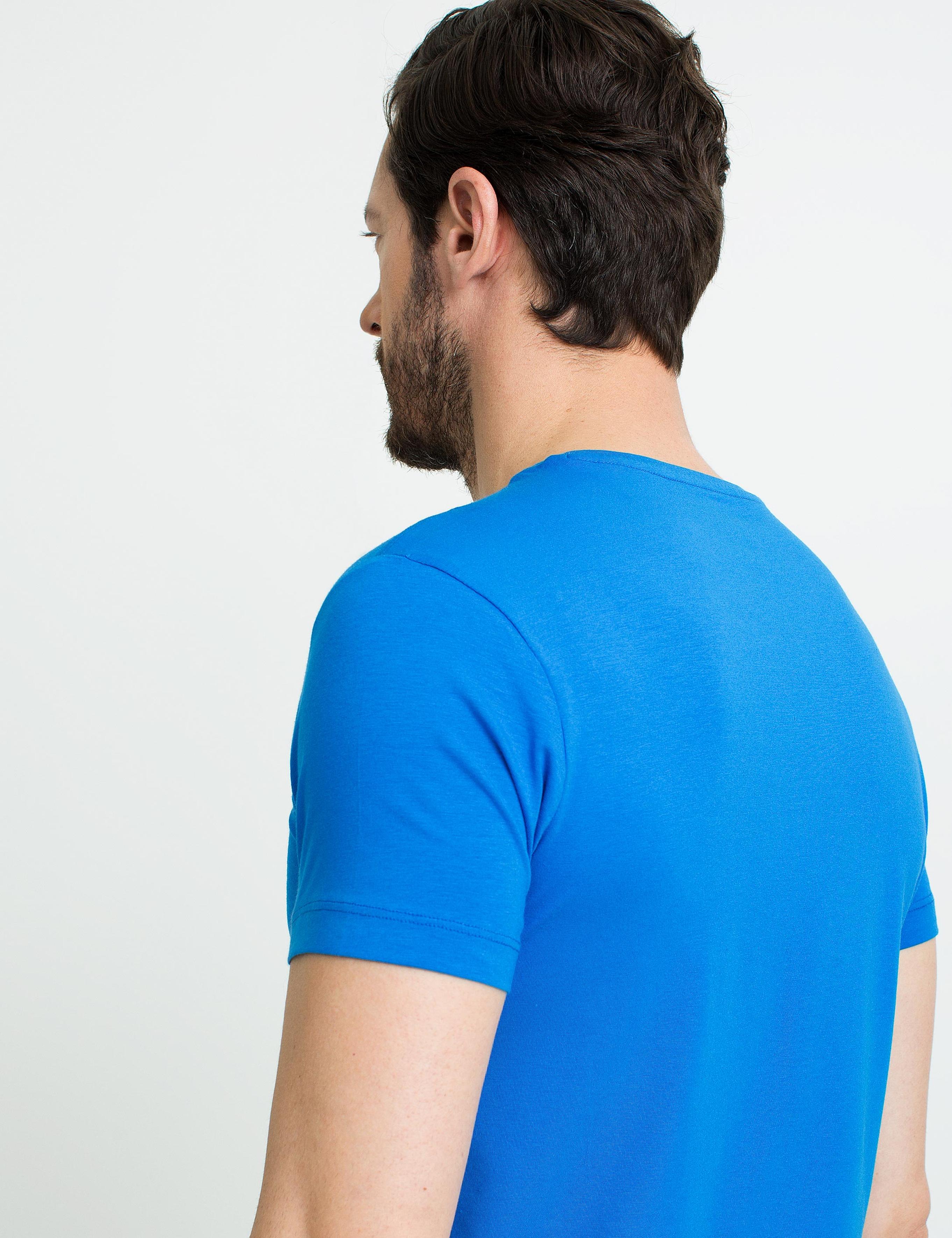 Saks Mavi Ekstra Slim Fit Bisiklet Yaka Basic T-Shirt