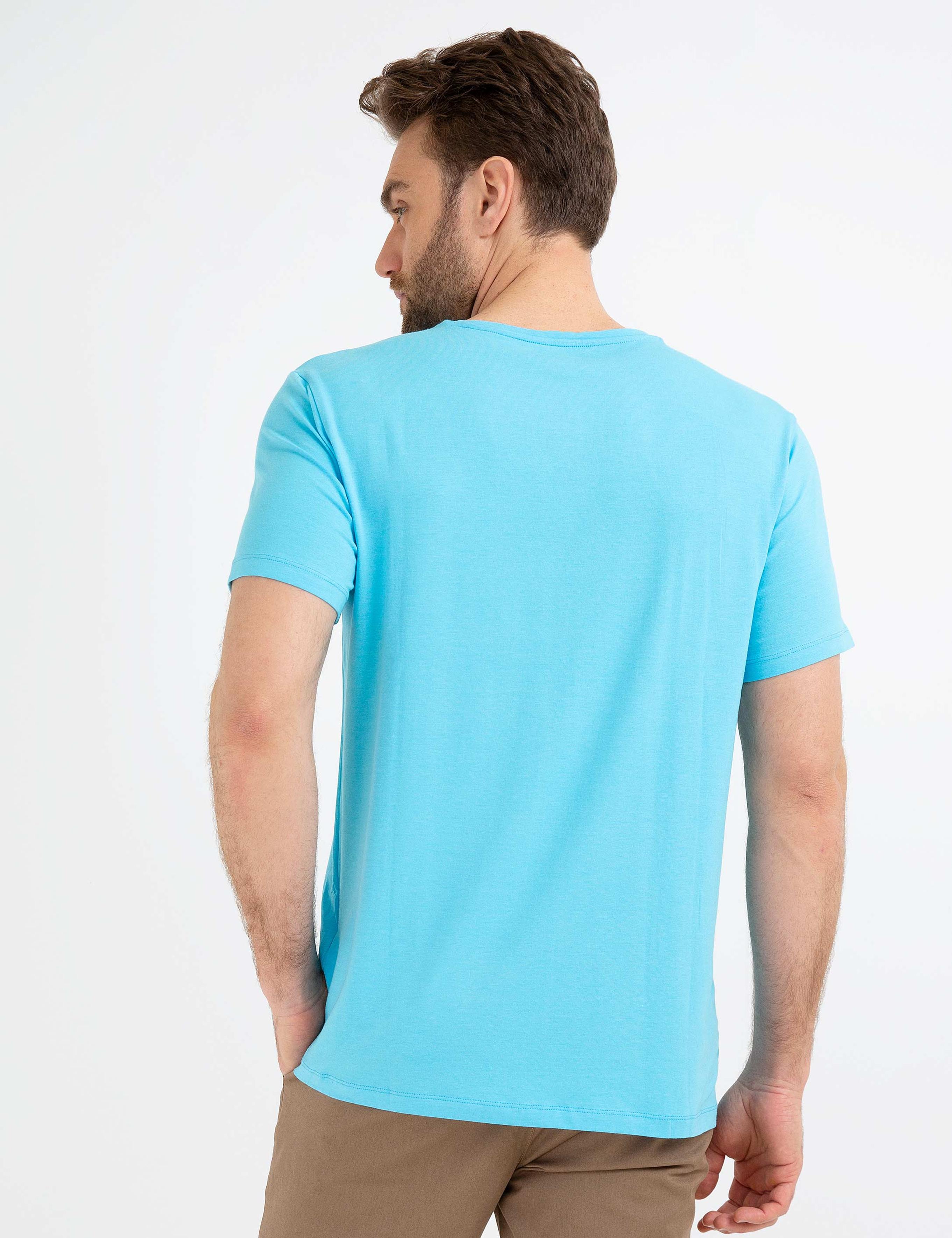 Açık Mavi Ex. Slim Fit Basic T-shirt