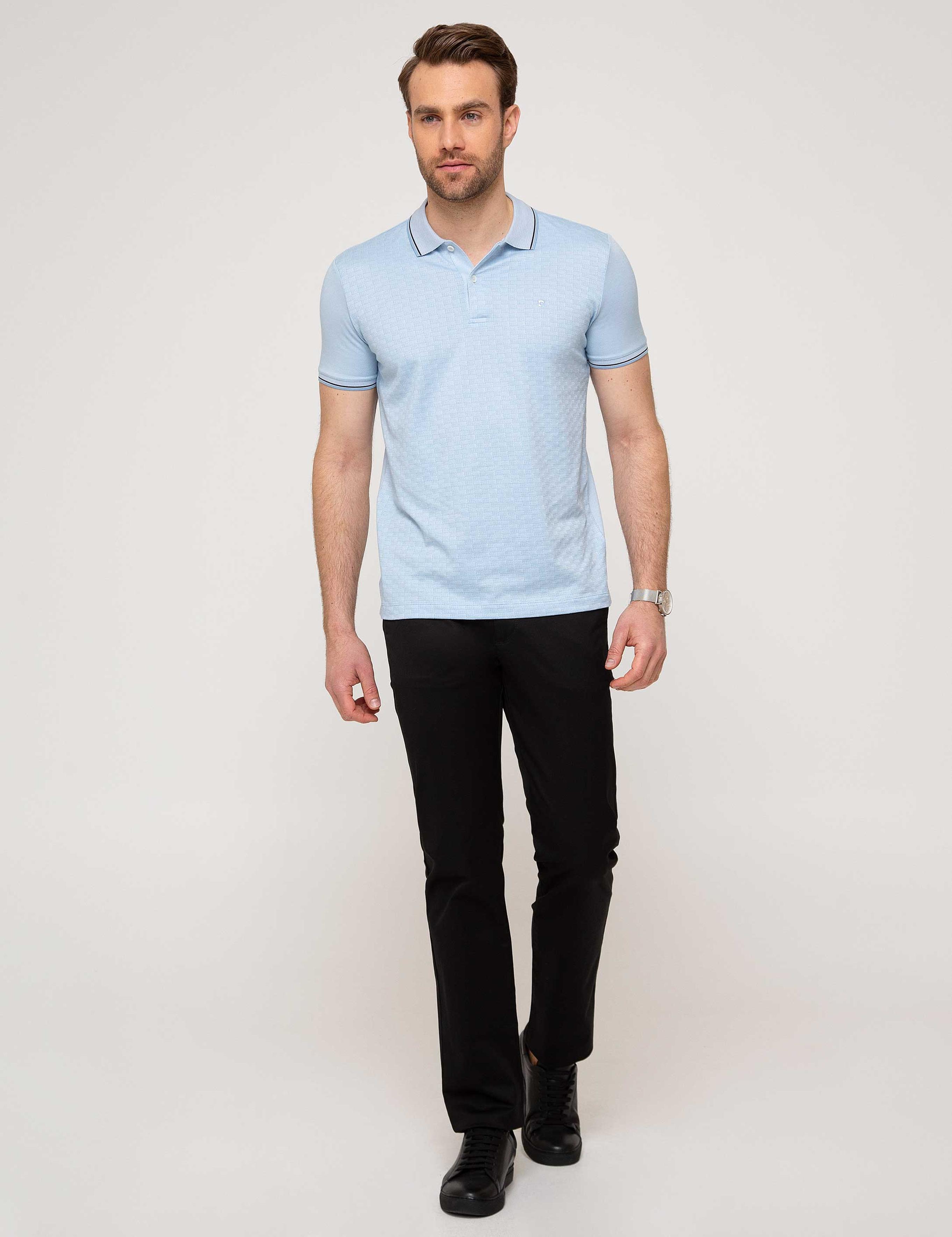 Açık Mavi Slim Fit Polo Yaka T-Shirt