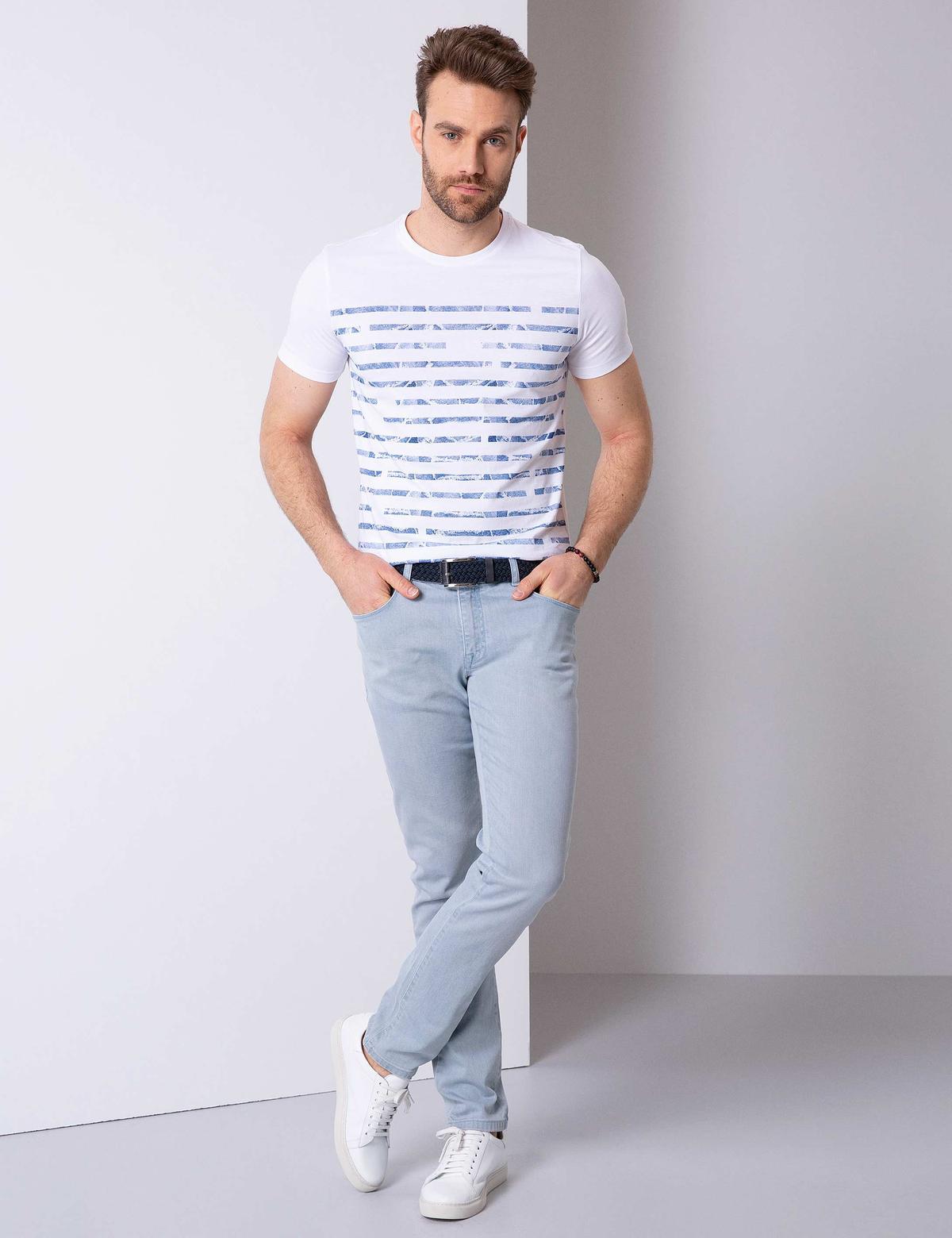 Beyaz Slim Fit Bisiklet Yaka T-Shirt - 50201247016