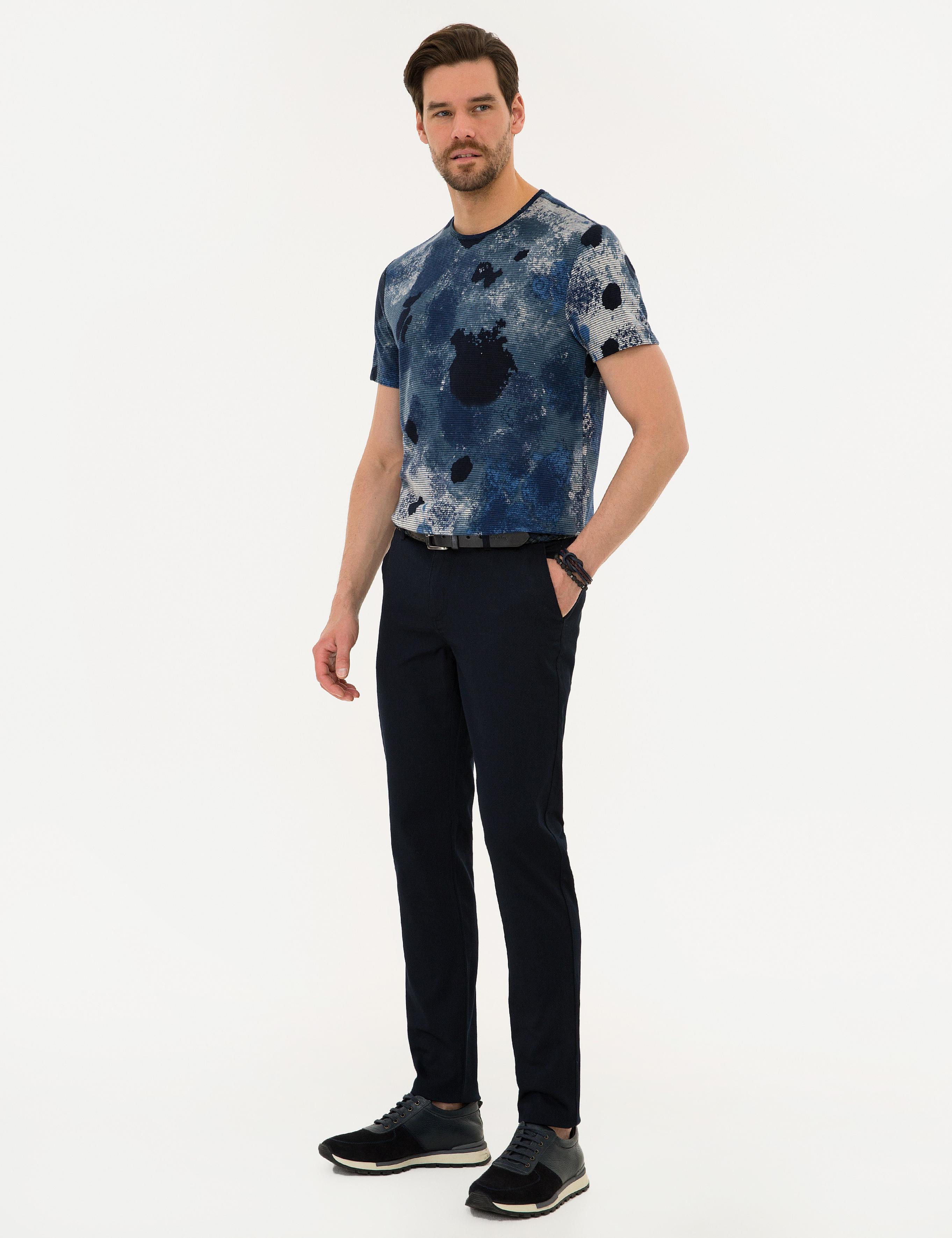 Lacivert Slim Fit Kanvas Pantolon