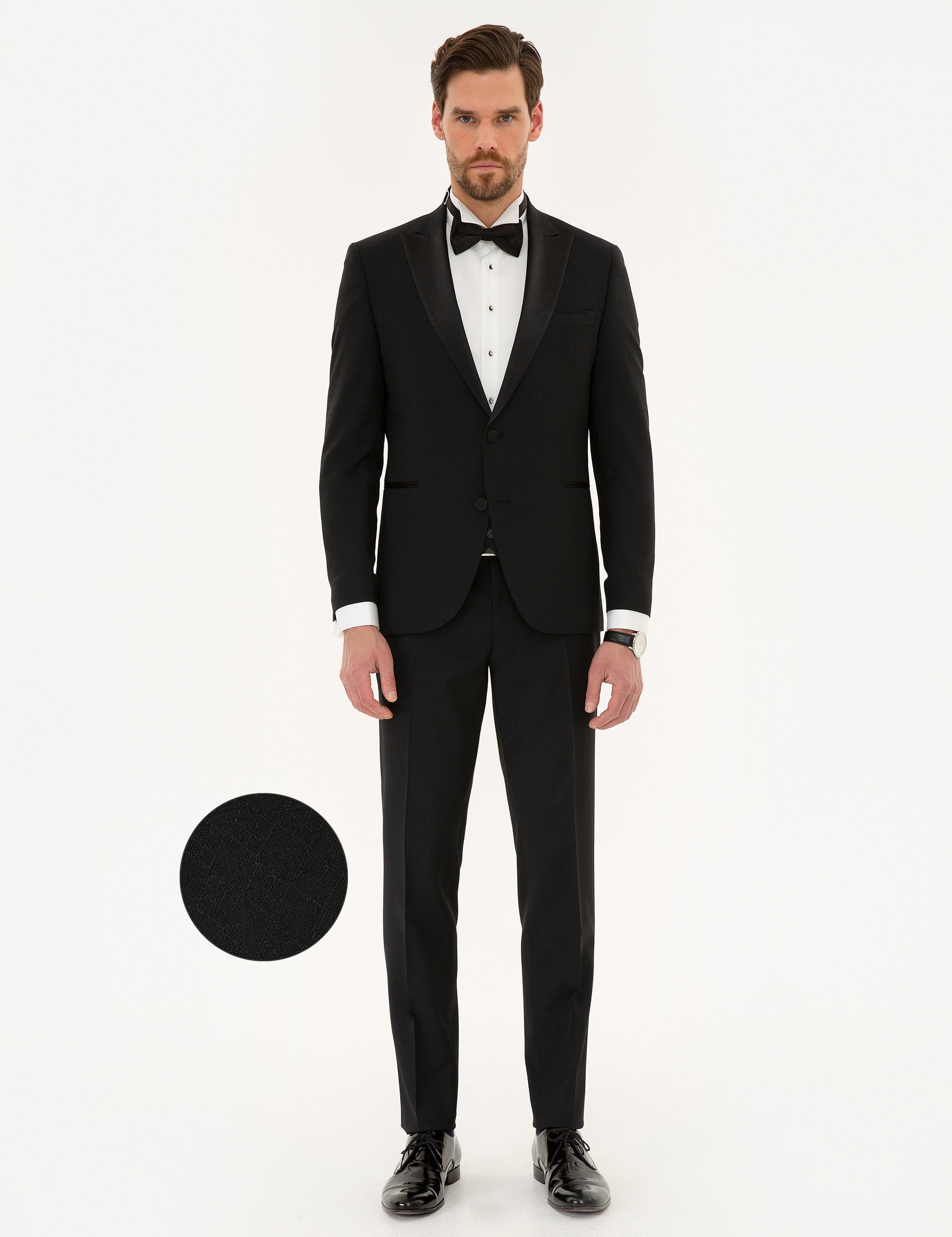 Siyah Yelekli Ekstra Slim Fit Damatlık - Image 1
