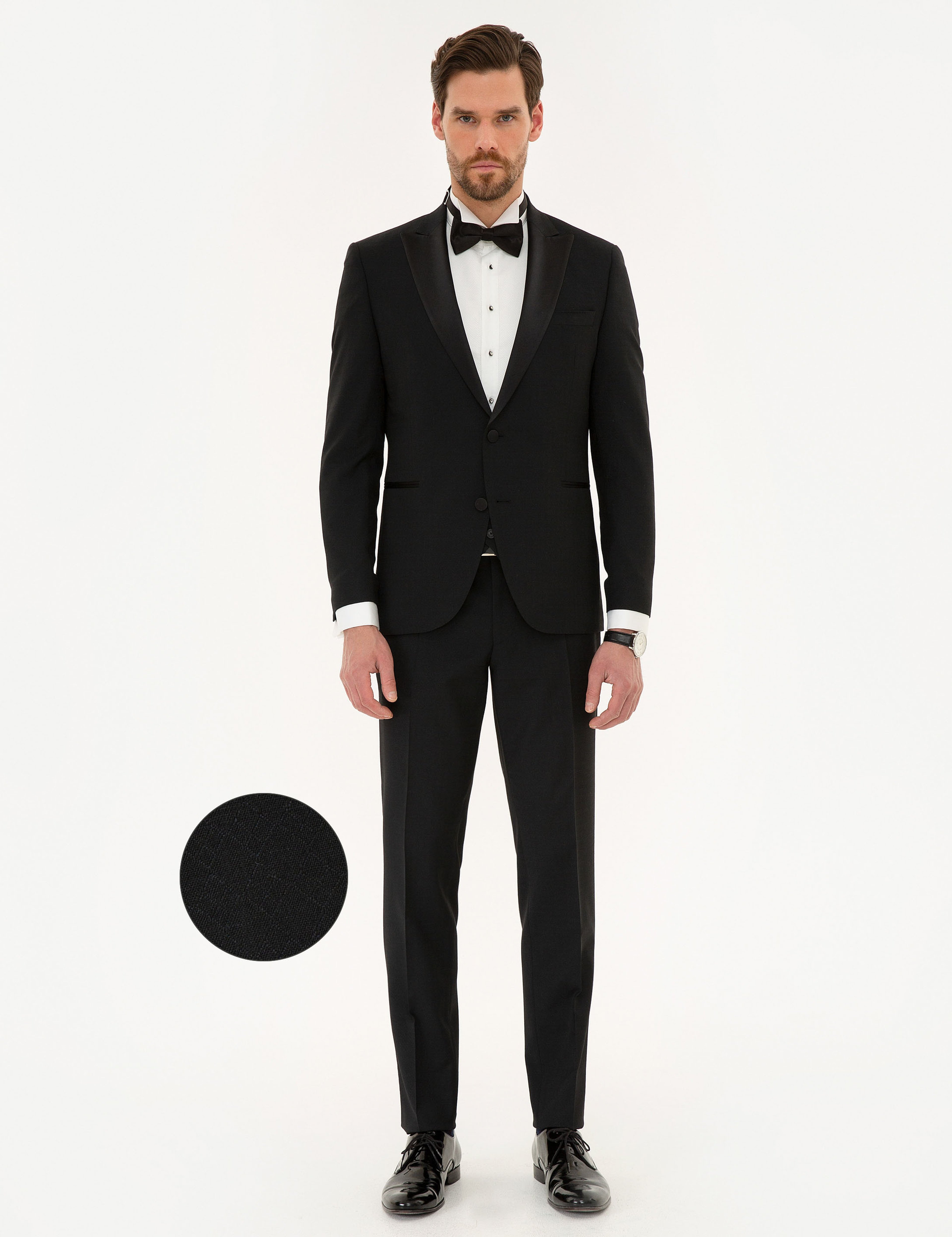 Siyah Yelekli Ekstra Slim Fit Damatlık