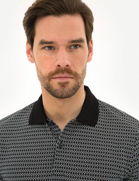 Siyah Slim Fit Polo Yaka Tişört - 50221383038