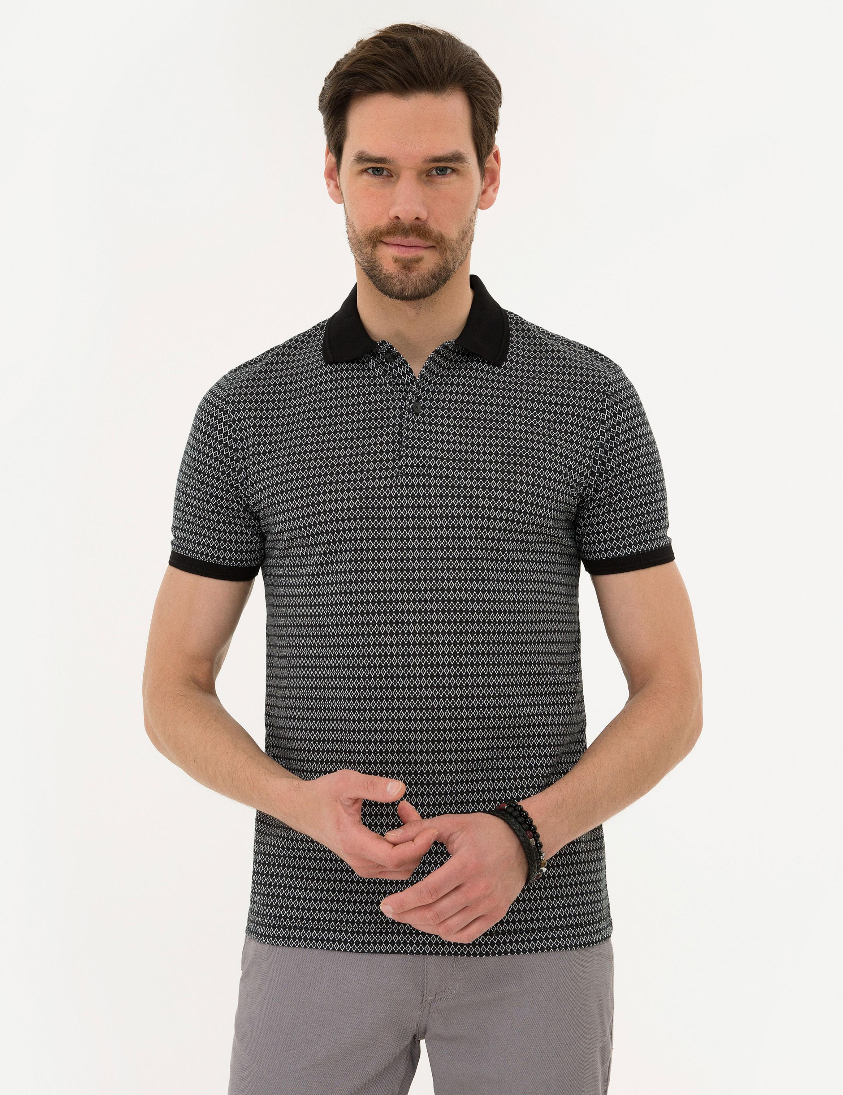Siyah Slim Fit Polo Yaka Tişört