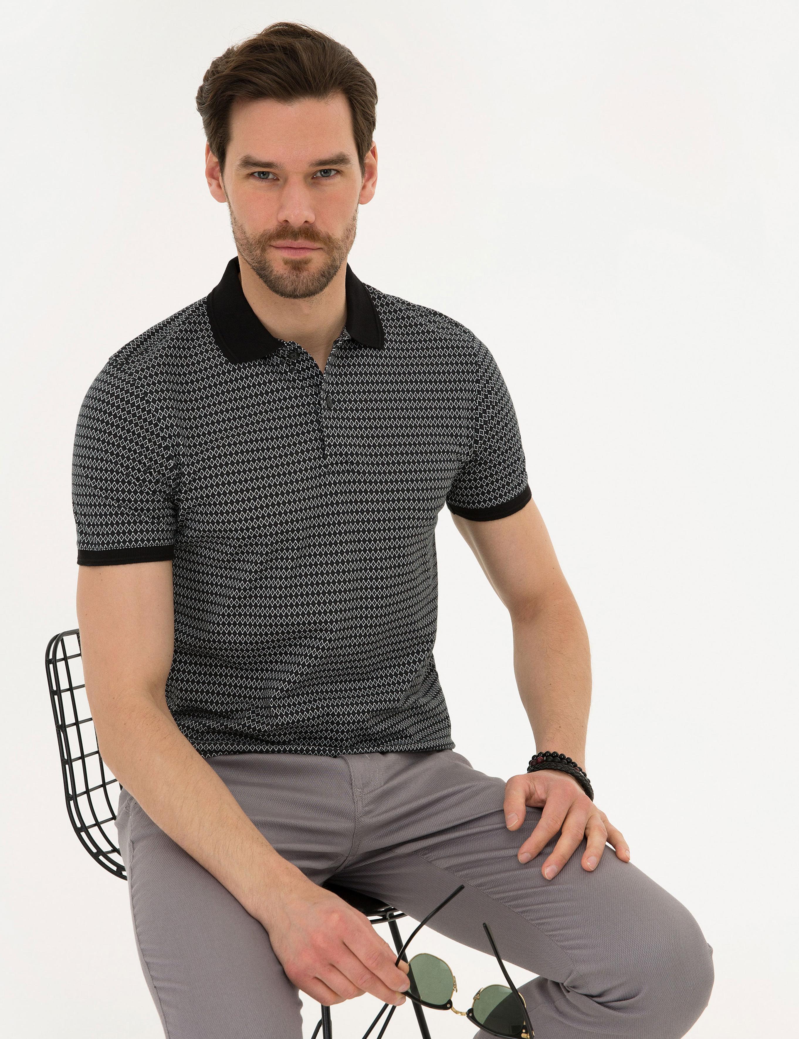 Siyah Slim Fit Polo Yaka Tişört