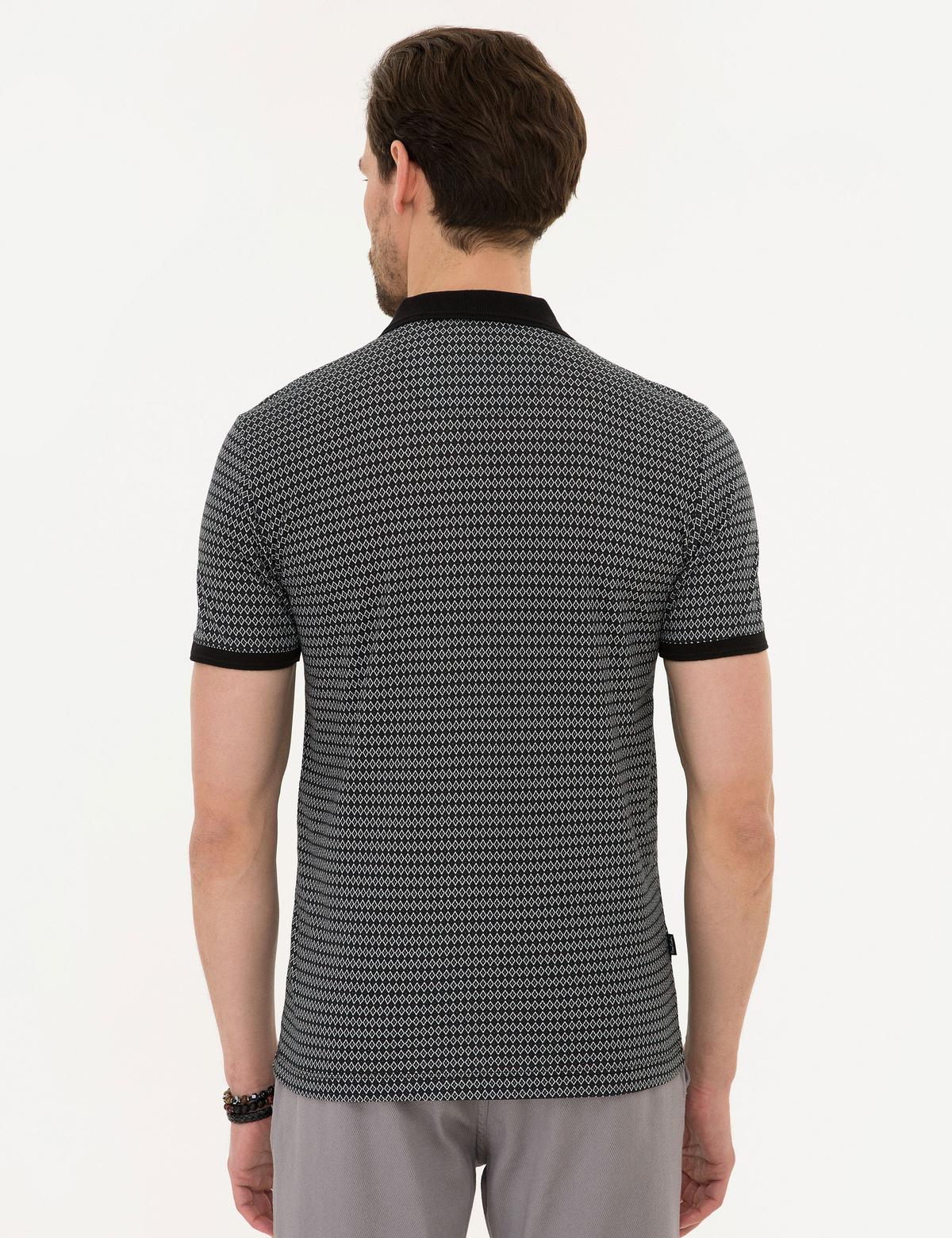 Siyah Slim Fit Polo Yaka Tişört - 50221383038