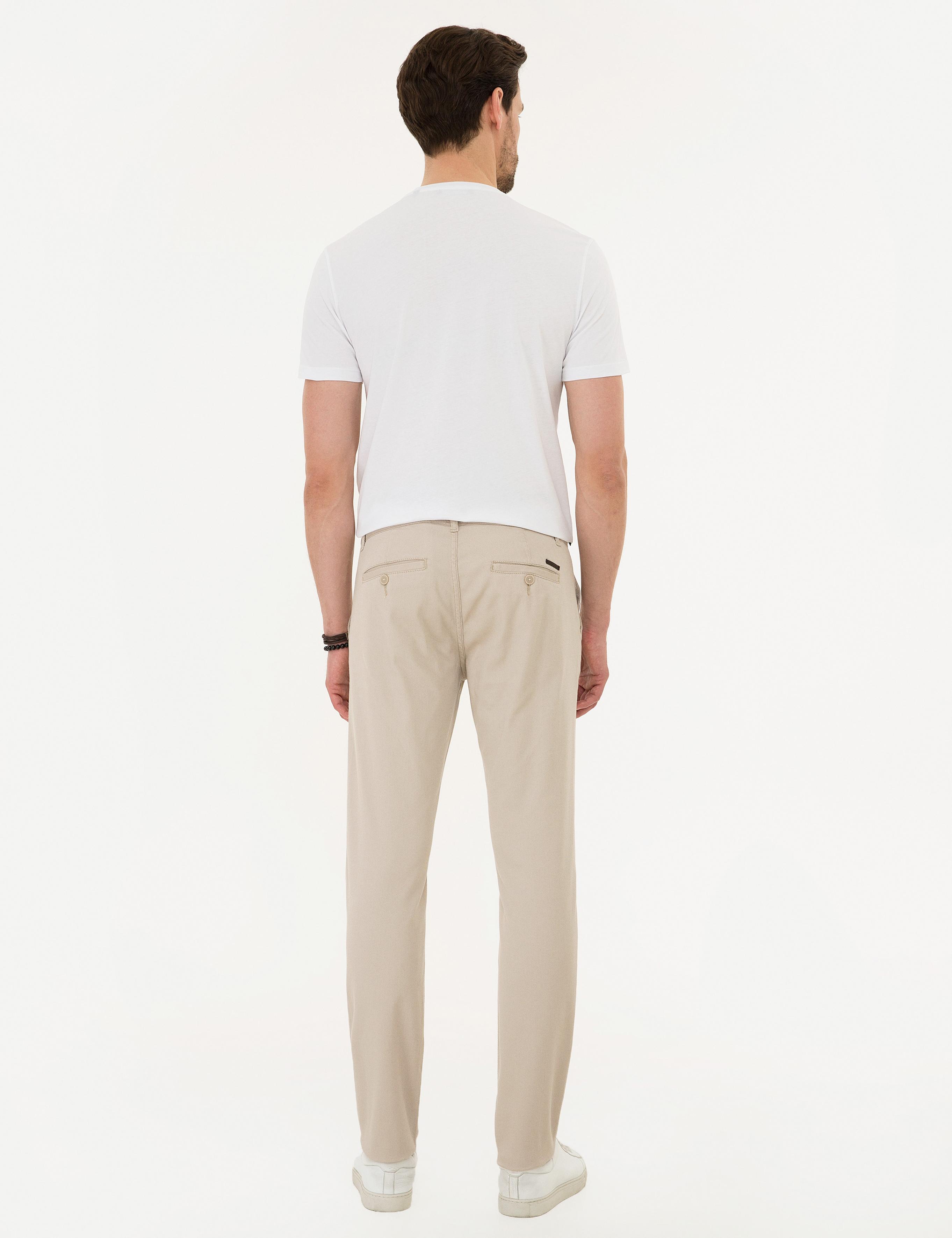 Bej Slim Fit Kanvas Pantolon