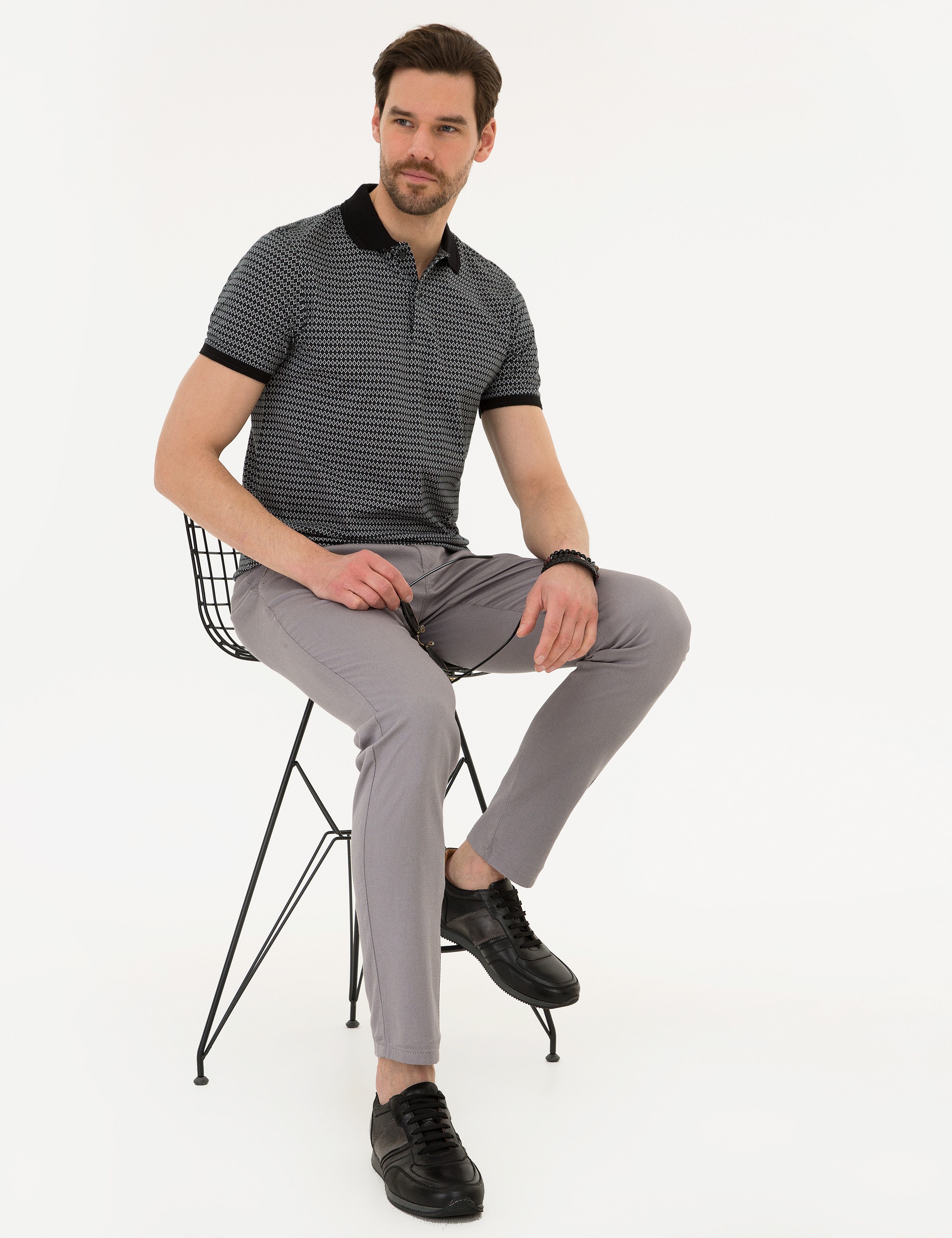 Gri Slim Fit Chino Pantolon
