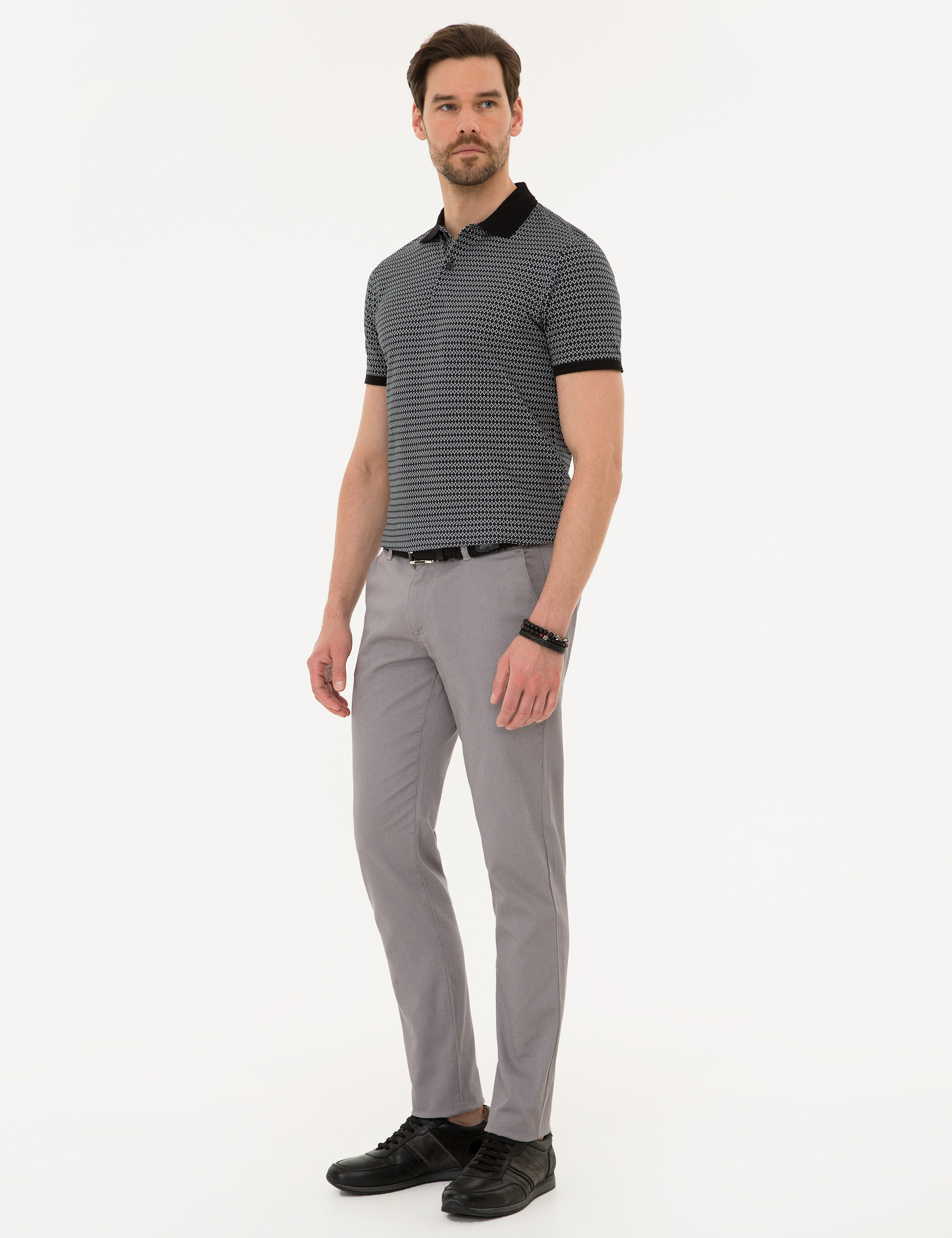 Gri Slim Fit Chino Pantolon