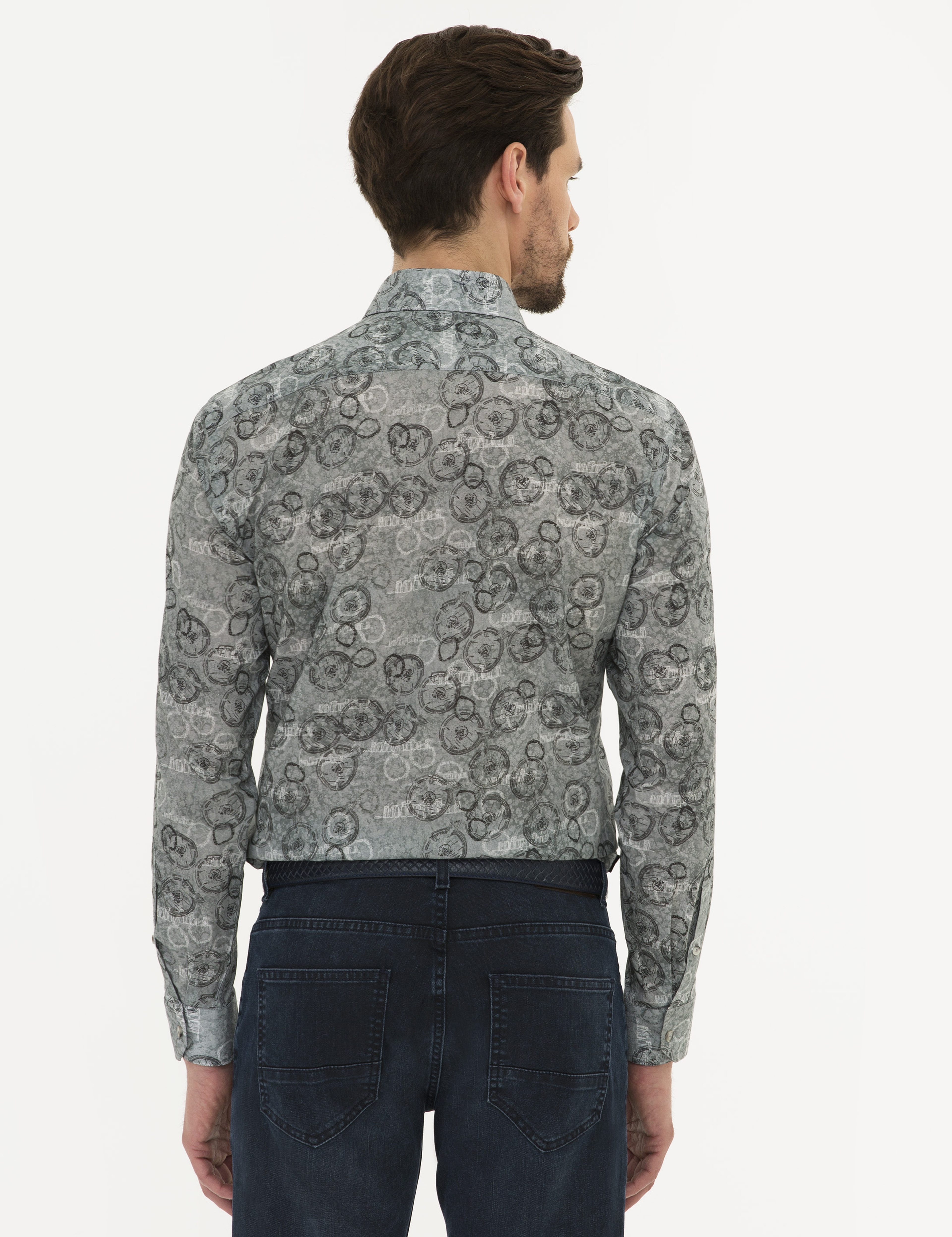 Gri Slim Fit Gömlek - Image 3