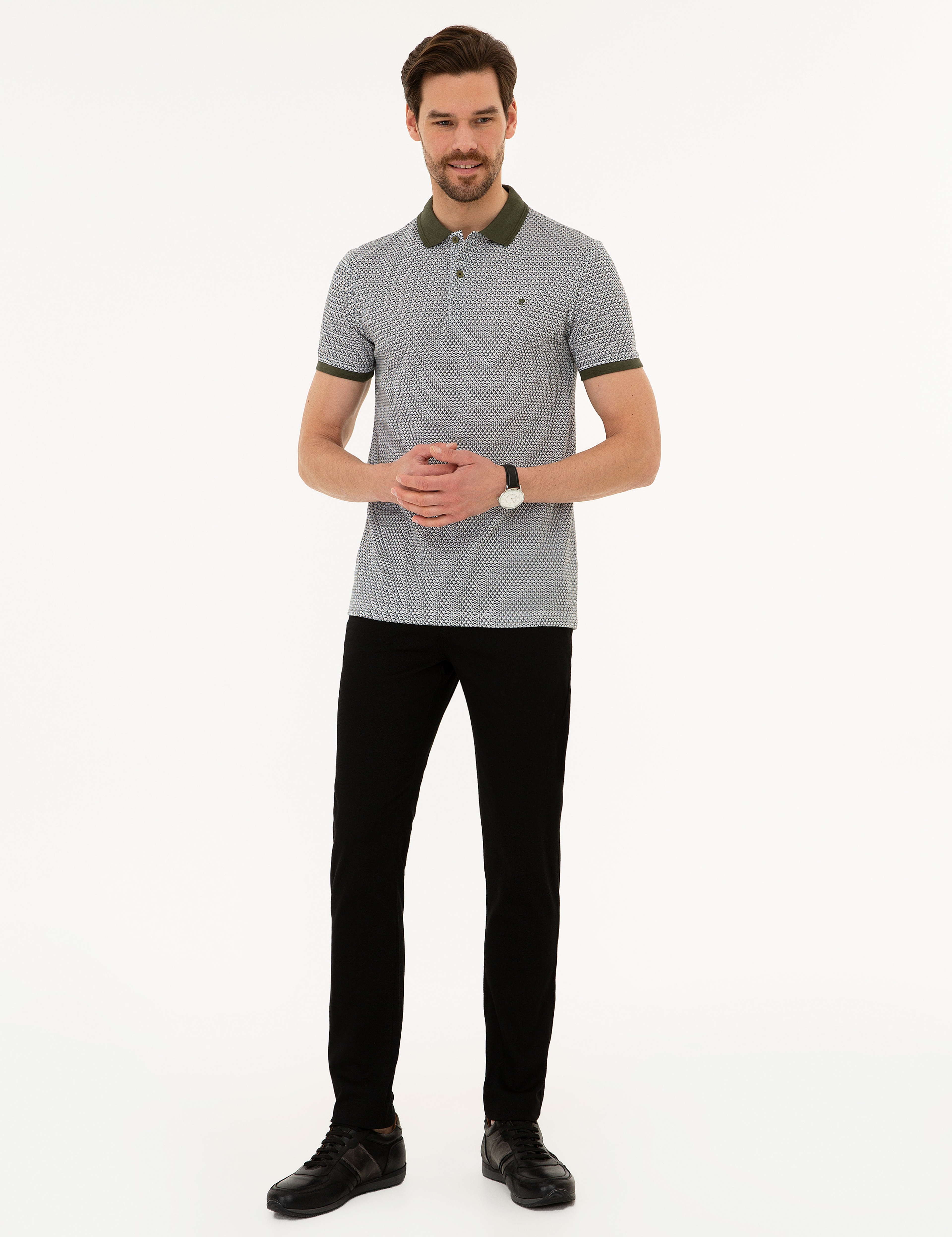 Haki Slim Fit Polo Yaka Tişört - Image 4