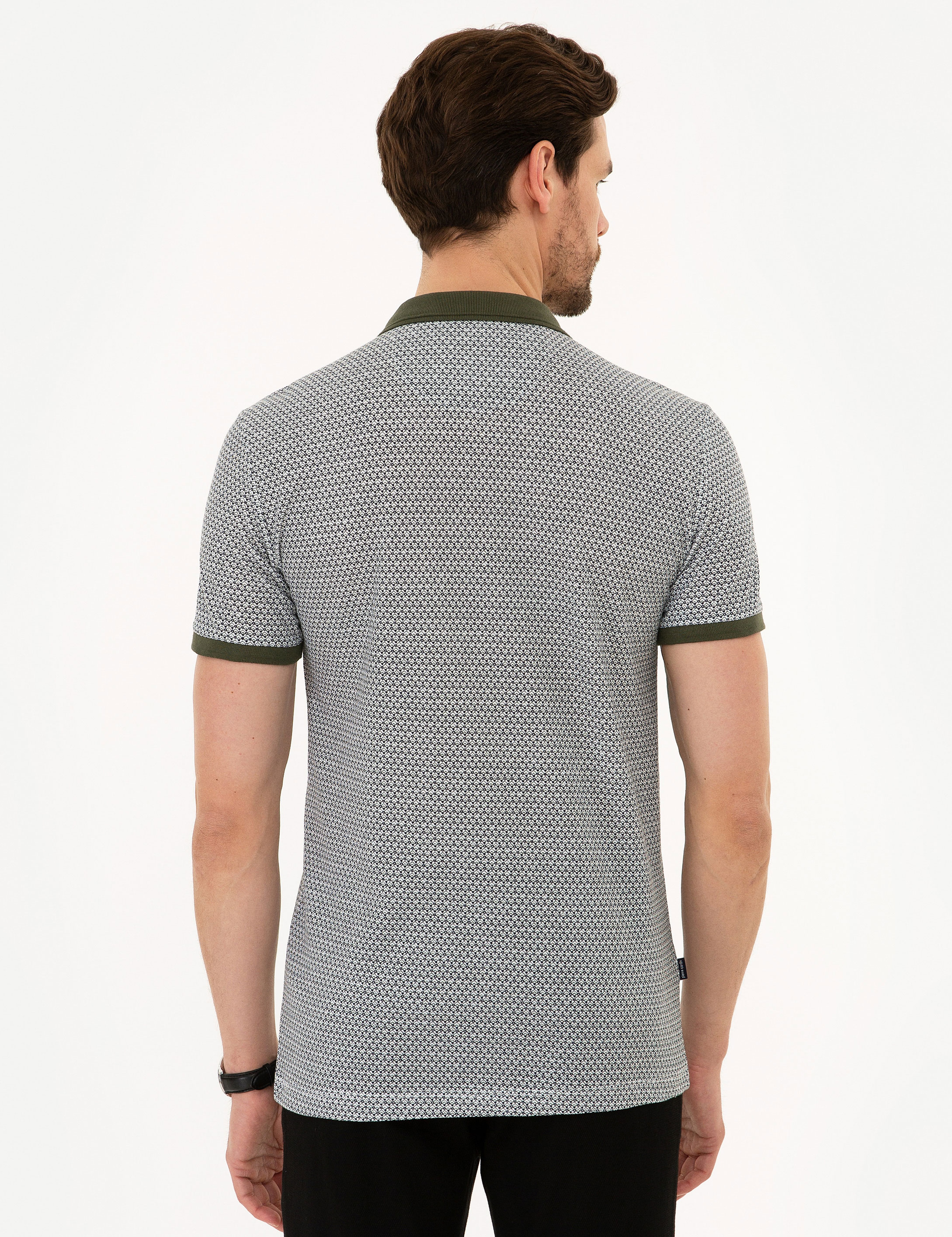 Haki Slim Fit Polo Yaka Tişört - Image 3