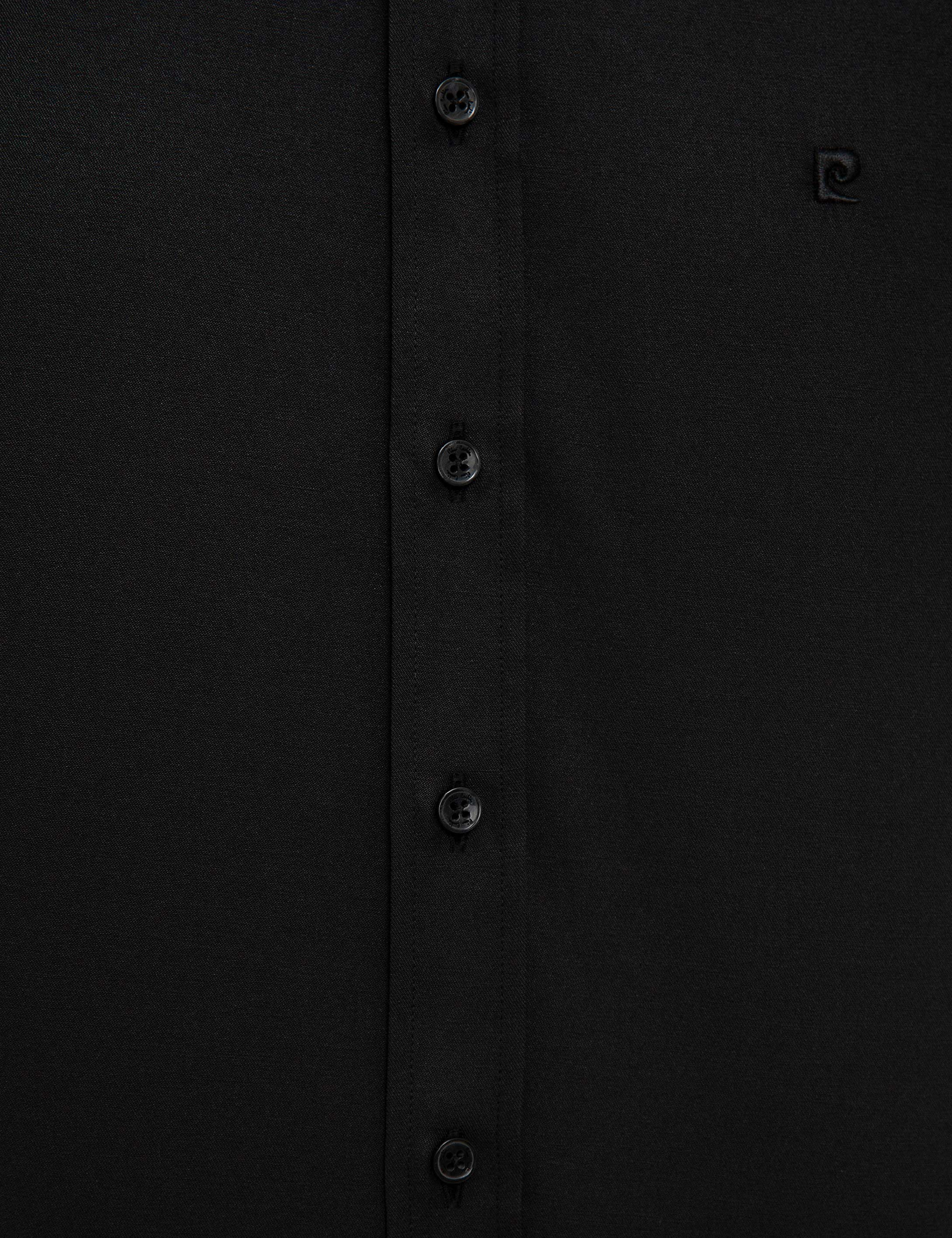 Siyah Slim Fit Basic Gömlek - Image 6