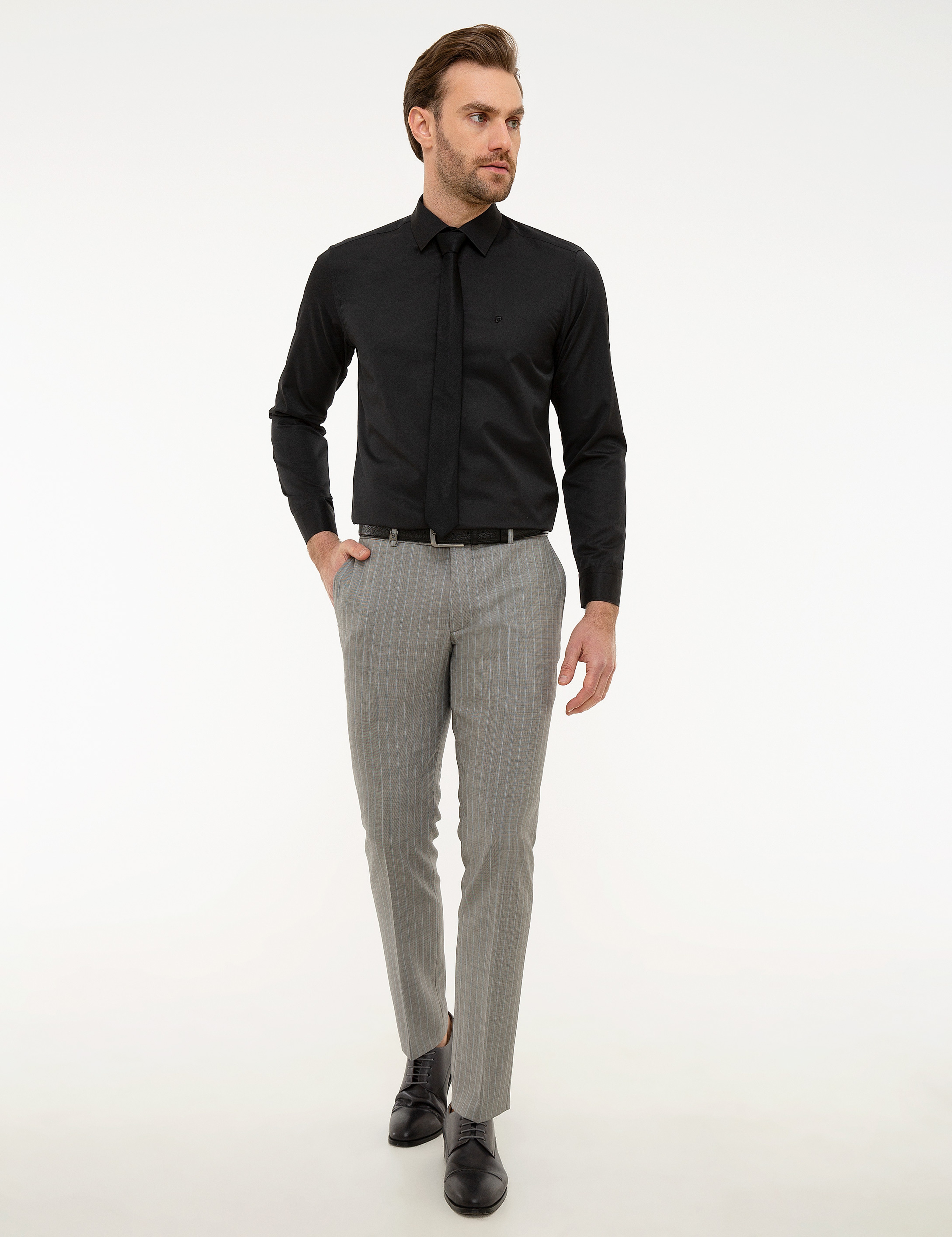 Siyah Slim Fit Basic Gömlek - Image 4