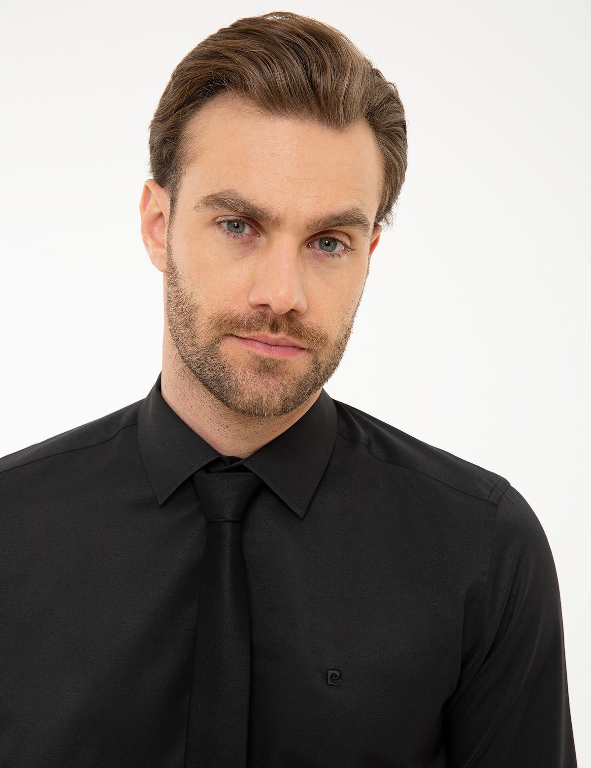 Siyah Slim Fit Basic Gömlek