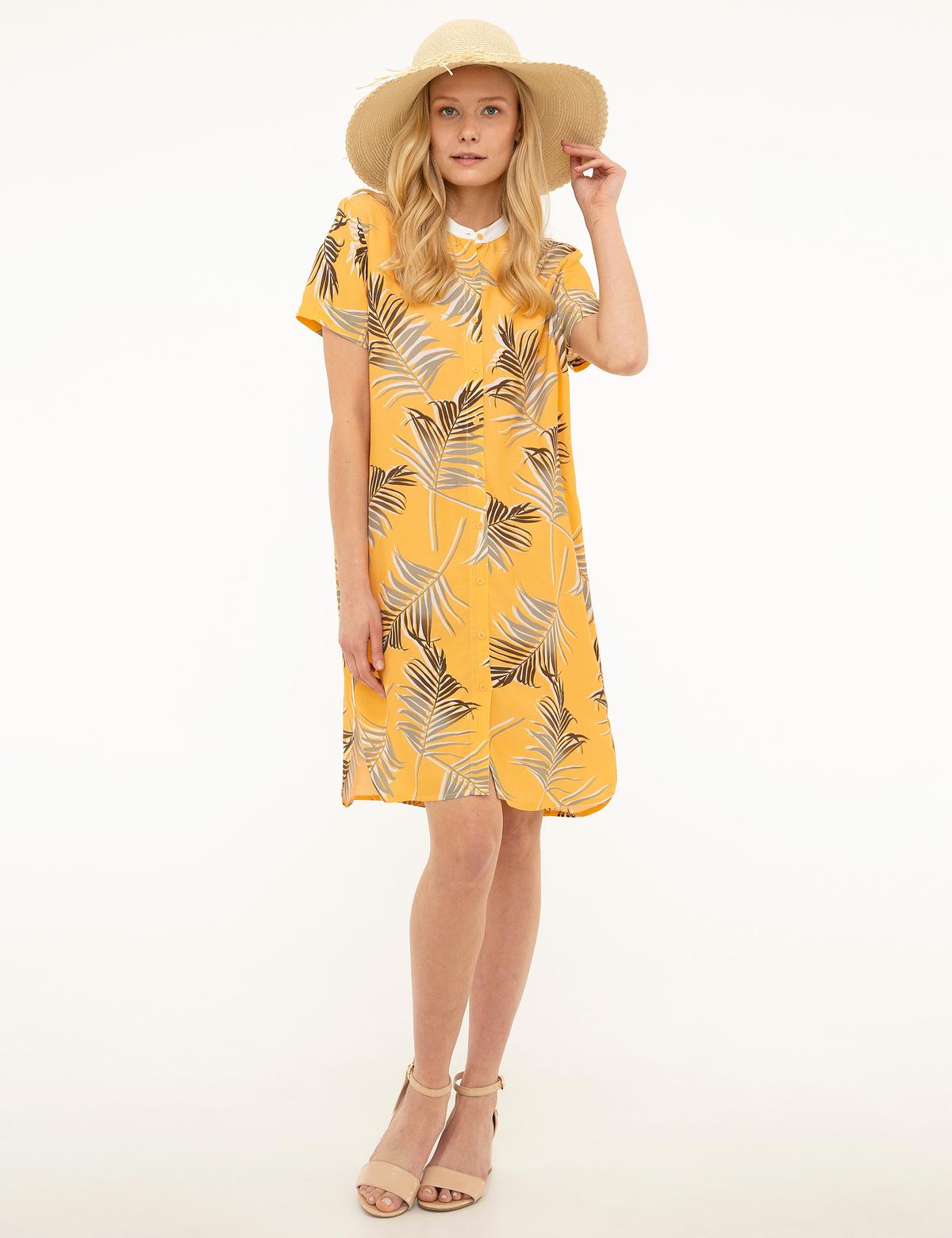 Turuncu Desenli Elbise