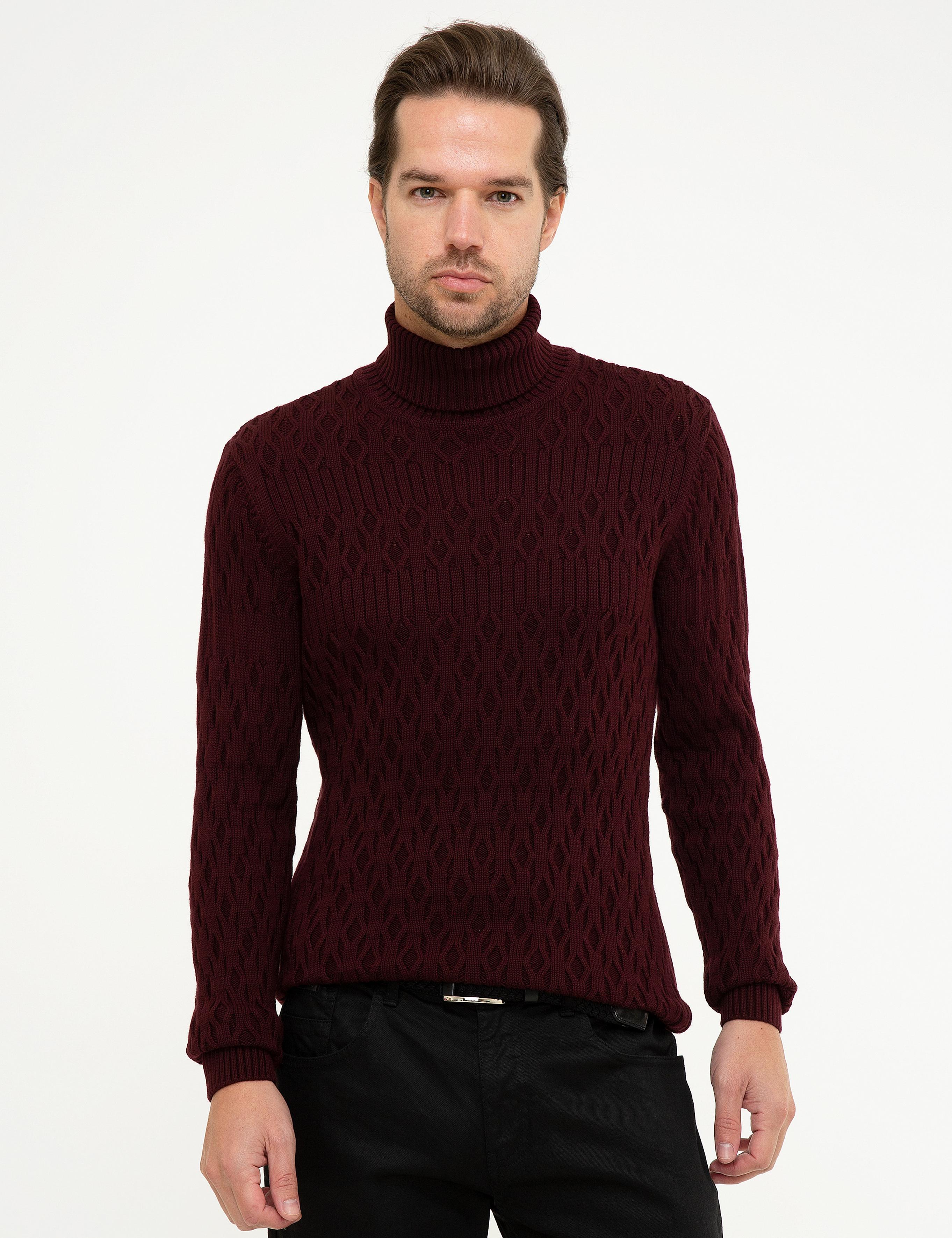 Bordo Slim Fit Kazak