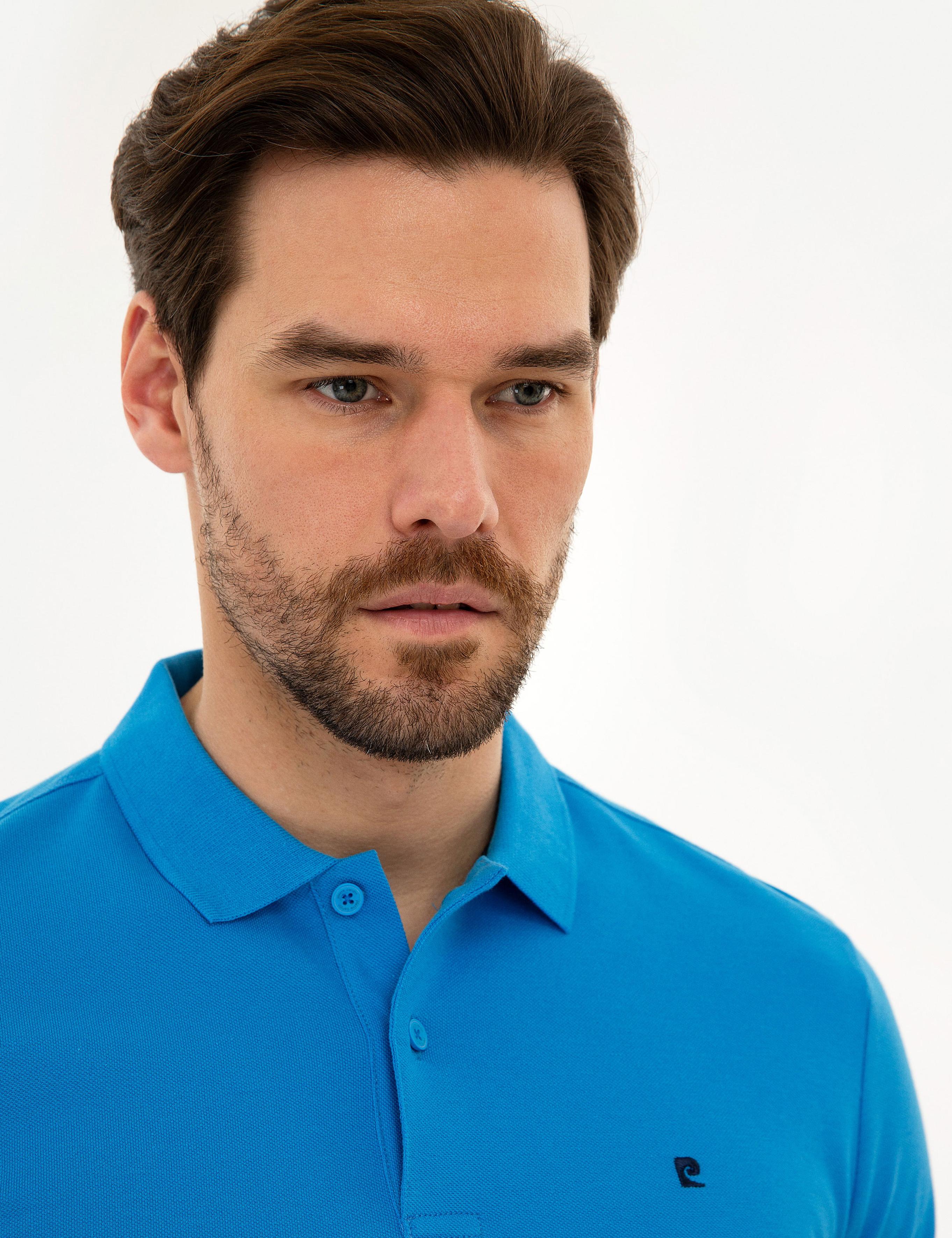 Kobalt Mavi Slim Fit Basic Polo Yaka T-Shirt