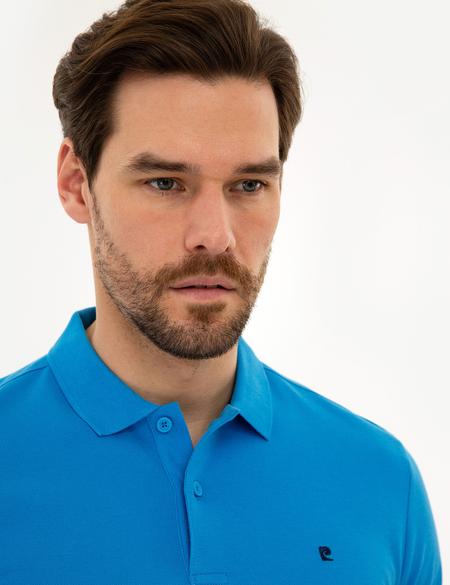 Kobalt Mavi Slim Fit Basic Polo Yaka T-Shirt - 50225515119
