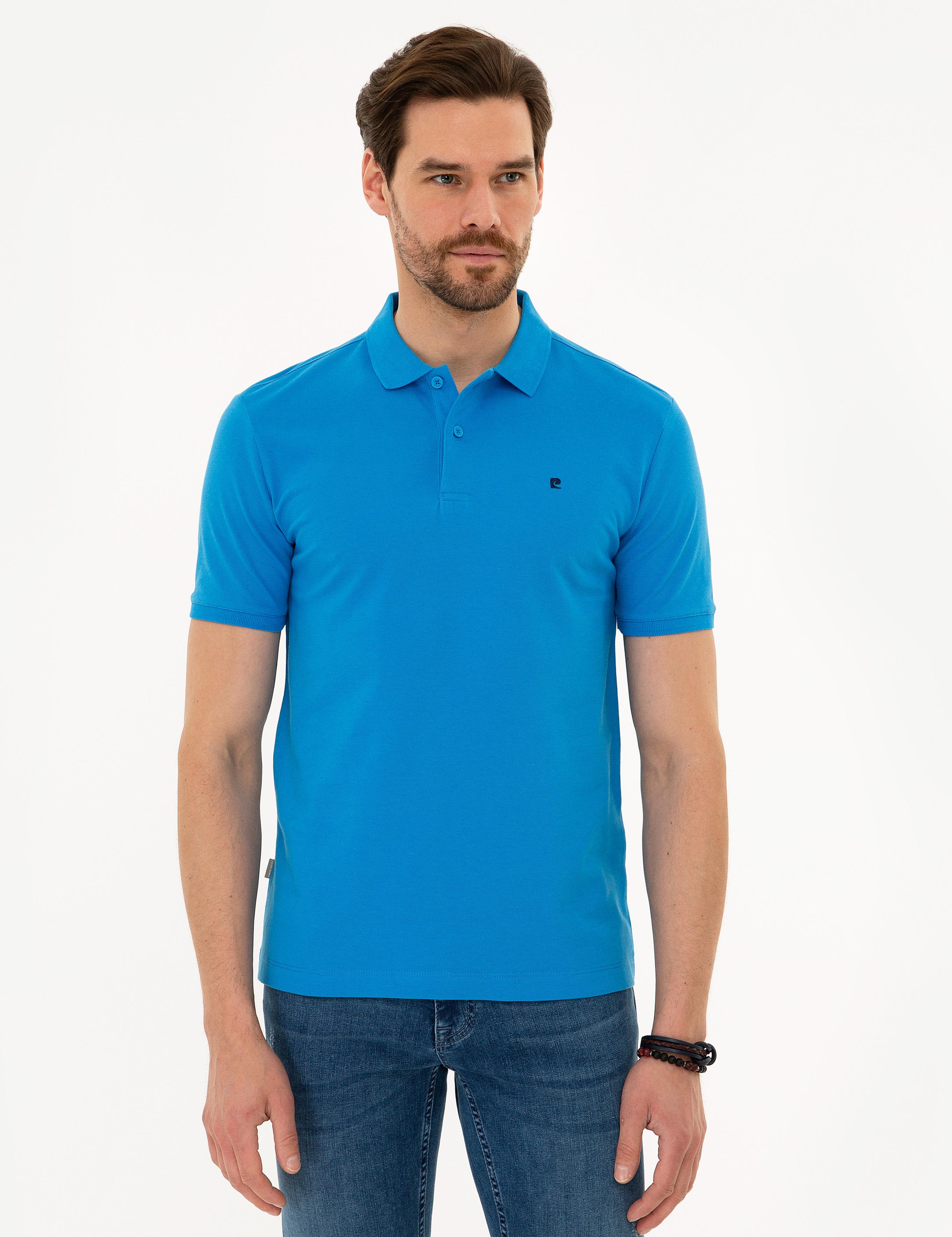 Kobalt Mavi Slim Fit Basic Polo Yaka T-Shirt