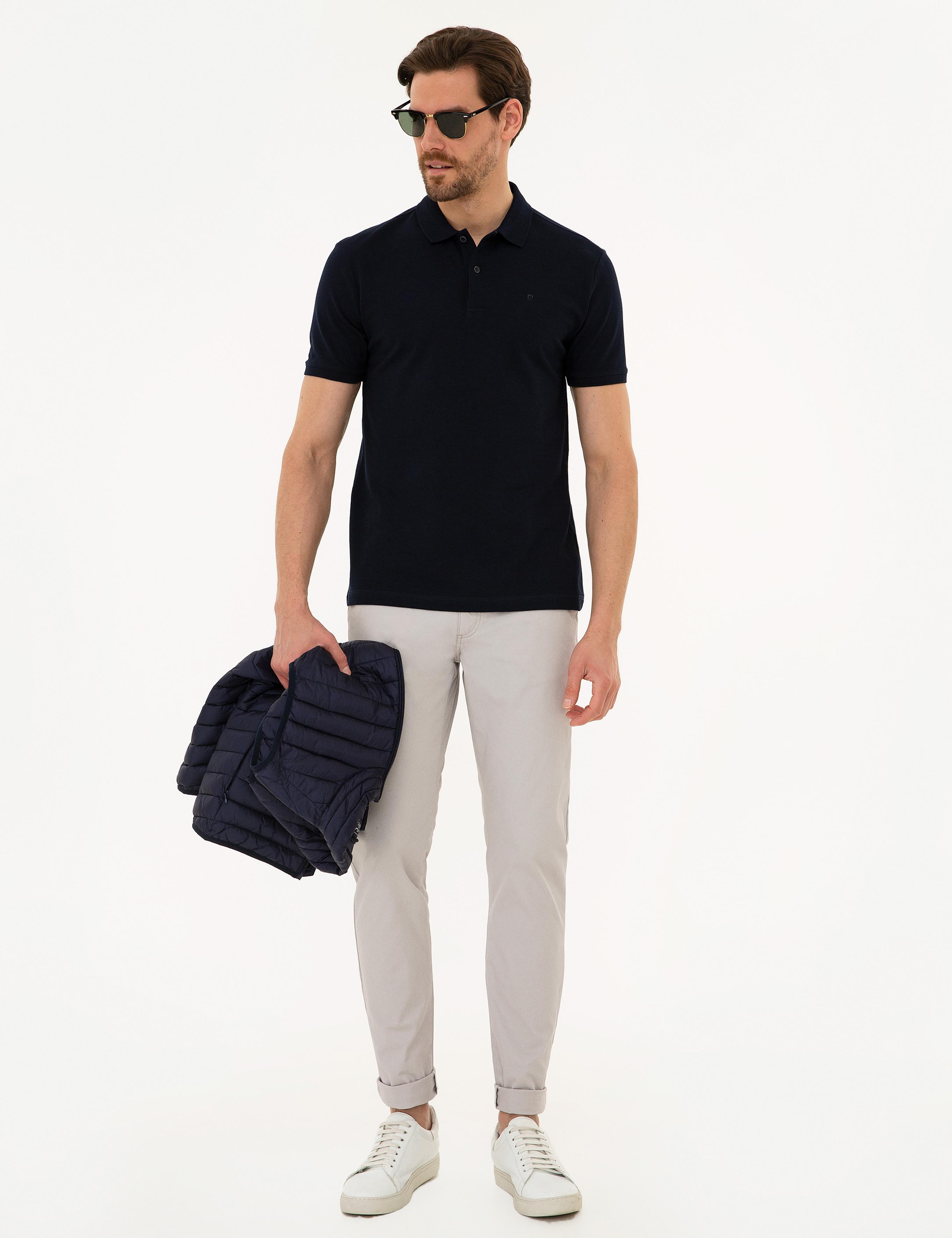 Koyu Lacivert Slim Fit Basic Polo Yaka T-Shirt