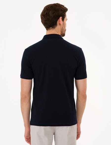 Koyu Lacivert Slim Fit Basic Polo Yaka T-Shirt - 50225515163