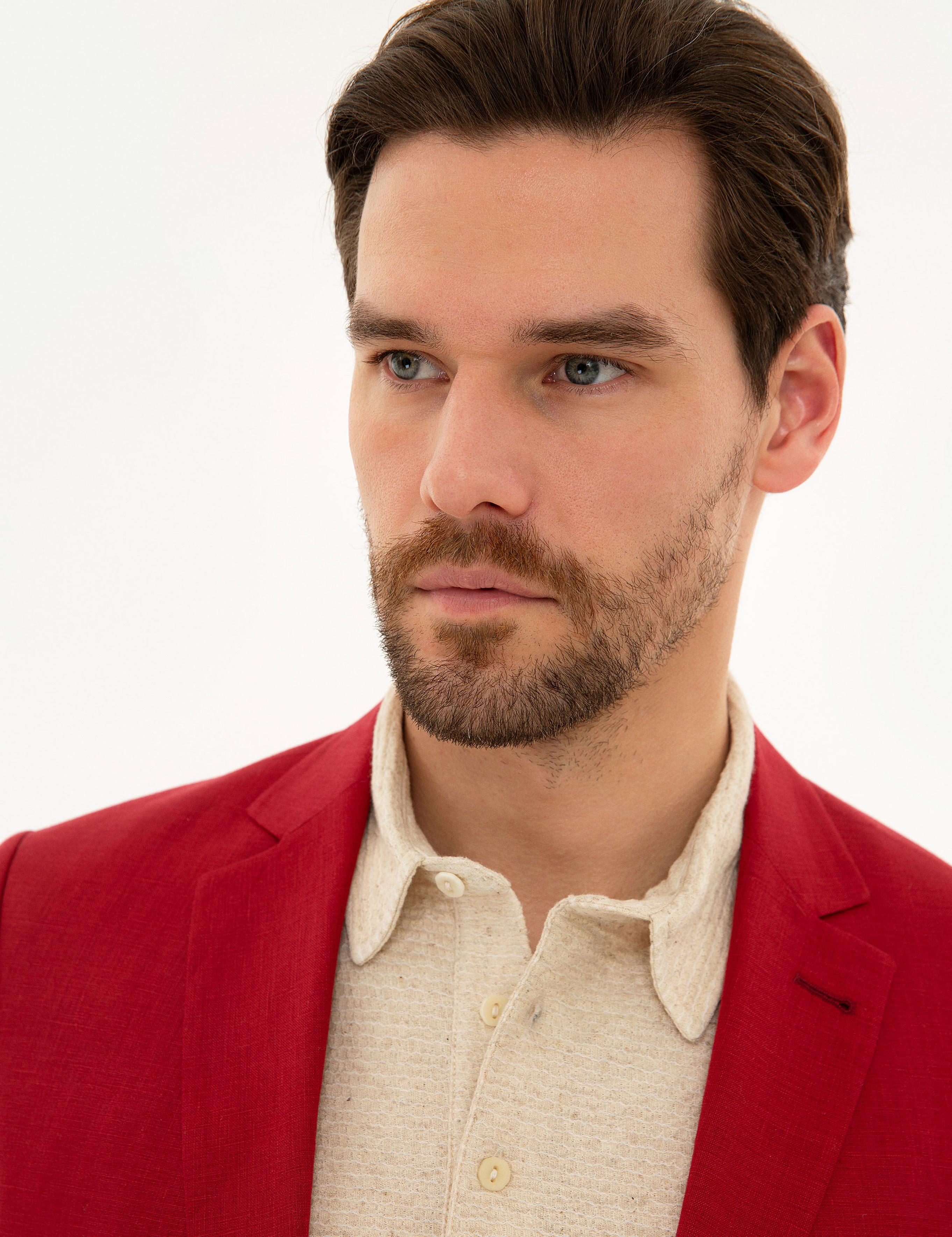 Kırmızı Slim Fit Ceket