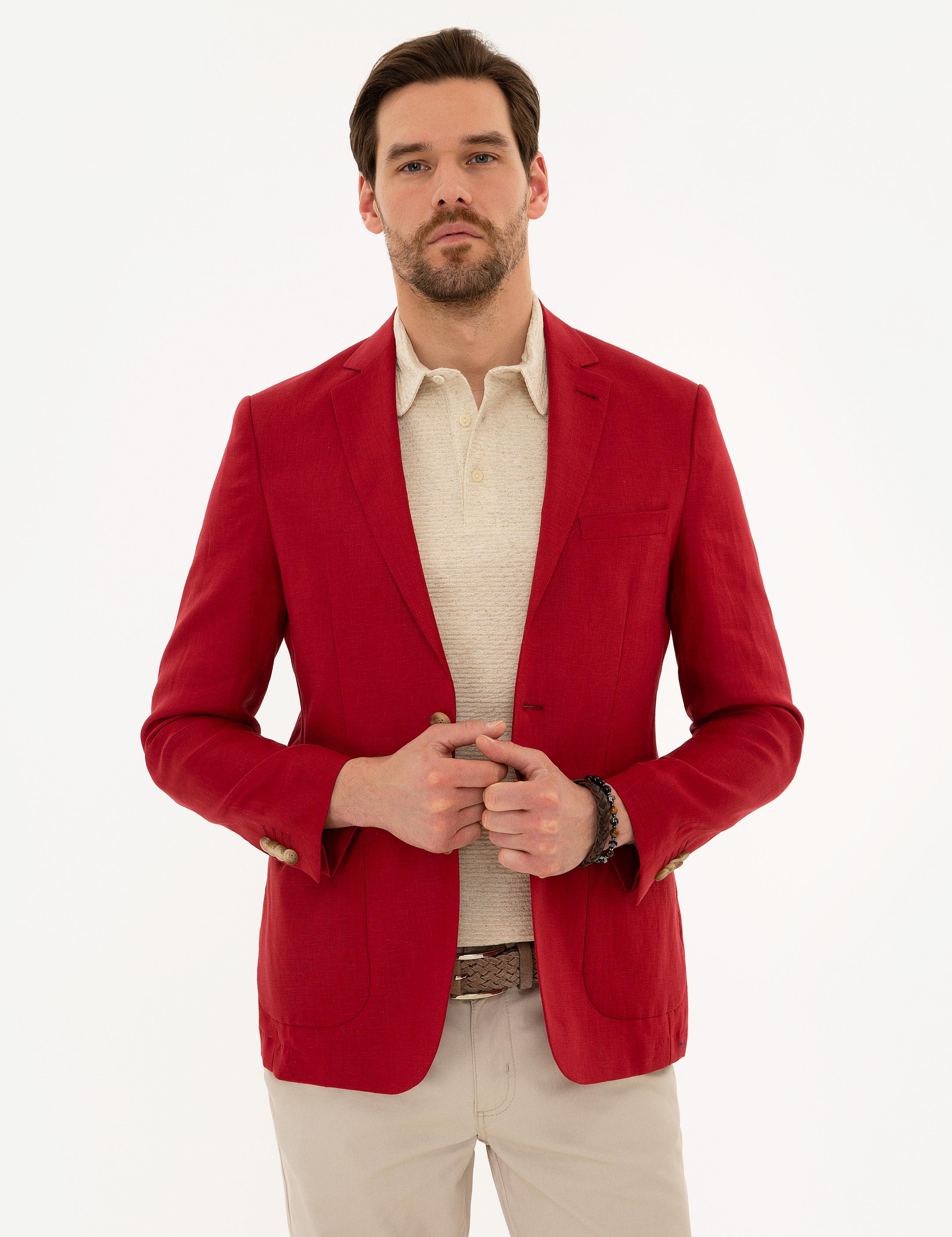 Kırmızı Slim Fit Ceket