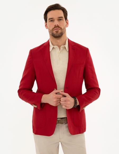 Kırmızı Slim Fit Ceket - 50225682002