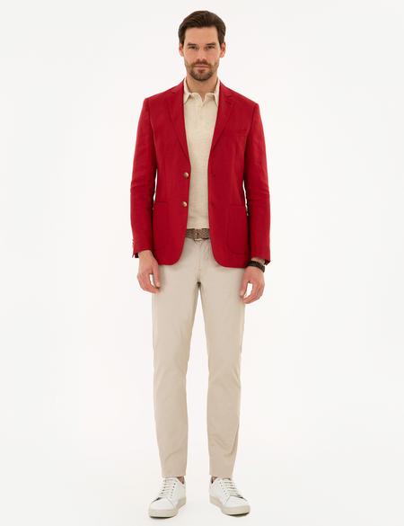 Kırmızı Slim Fit Ceket - 50225682002